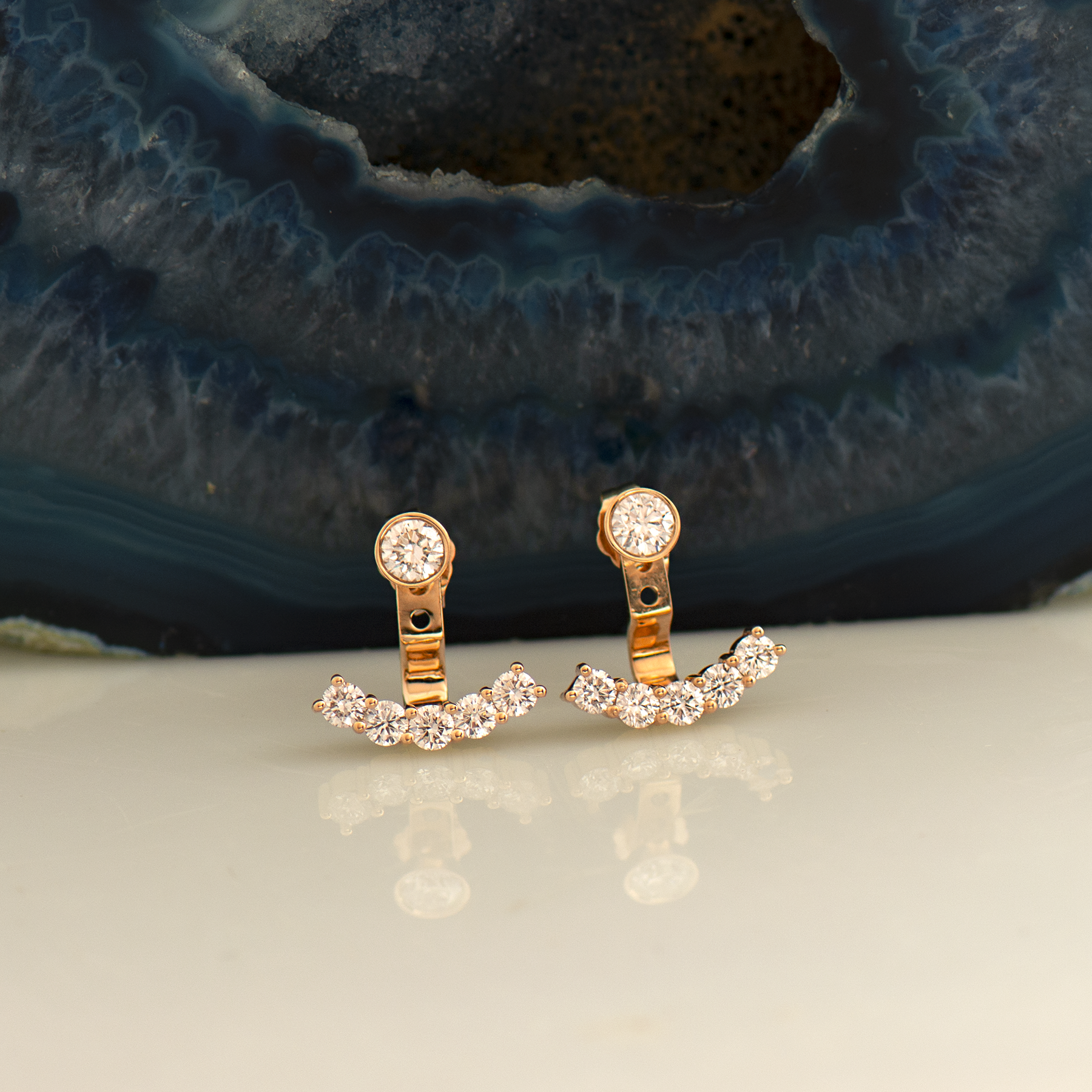 5 Diamonds Ear Jacket Earrings