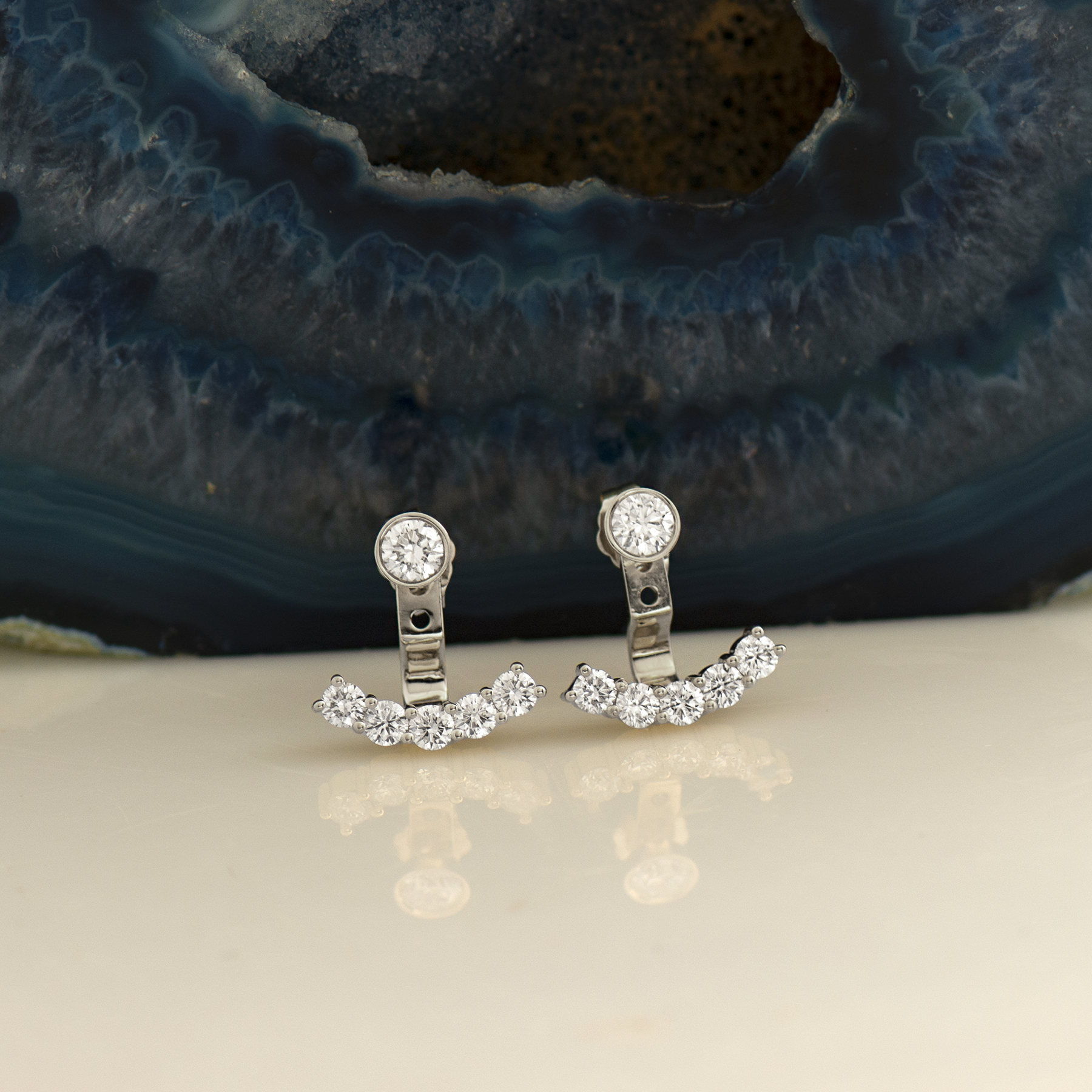 5 Diamonds Ear Jacket Earrings