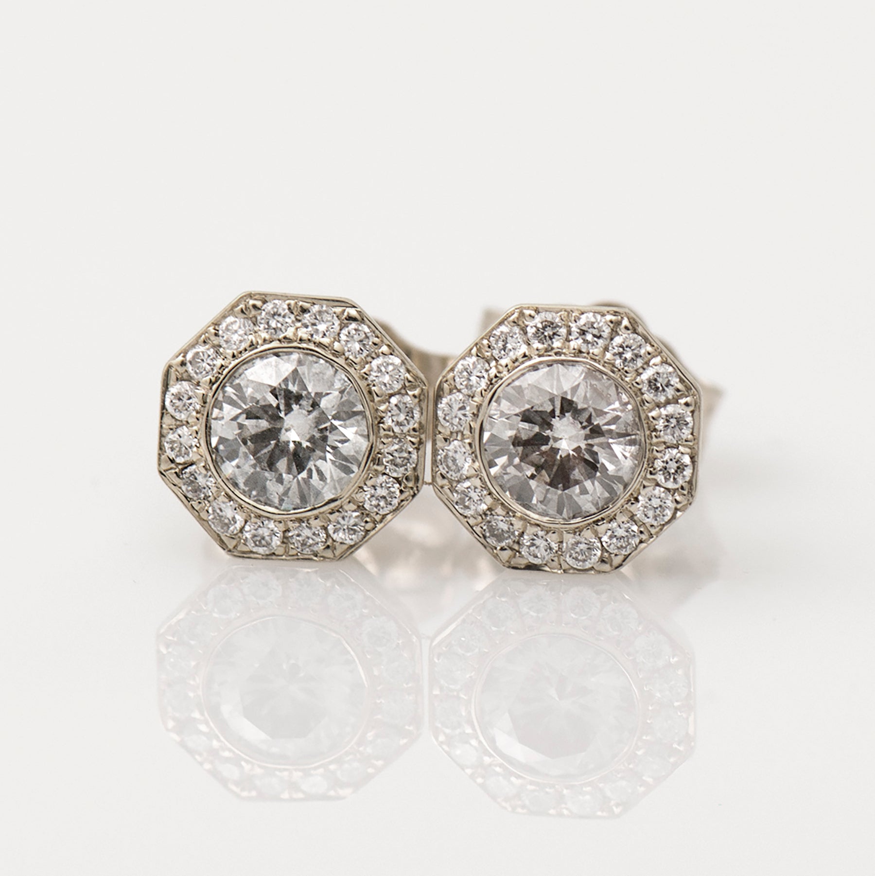 Octagon Halo Earrings