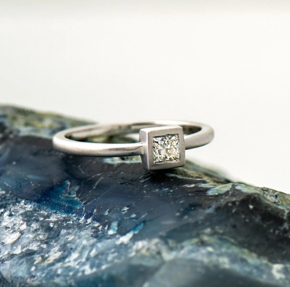 Matte textured Engagement Ring