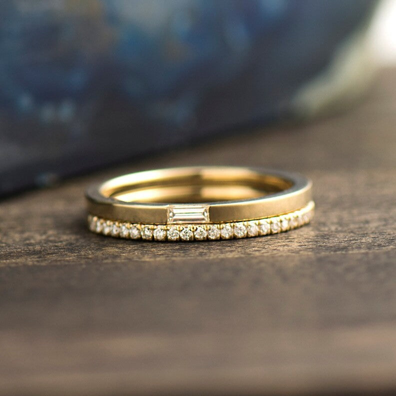 Minimal Engagement Rings Set