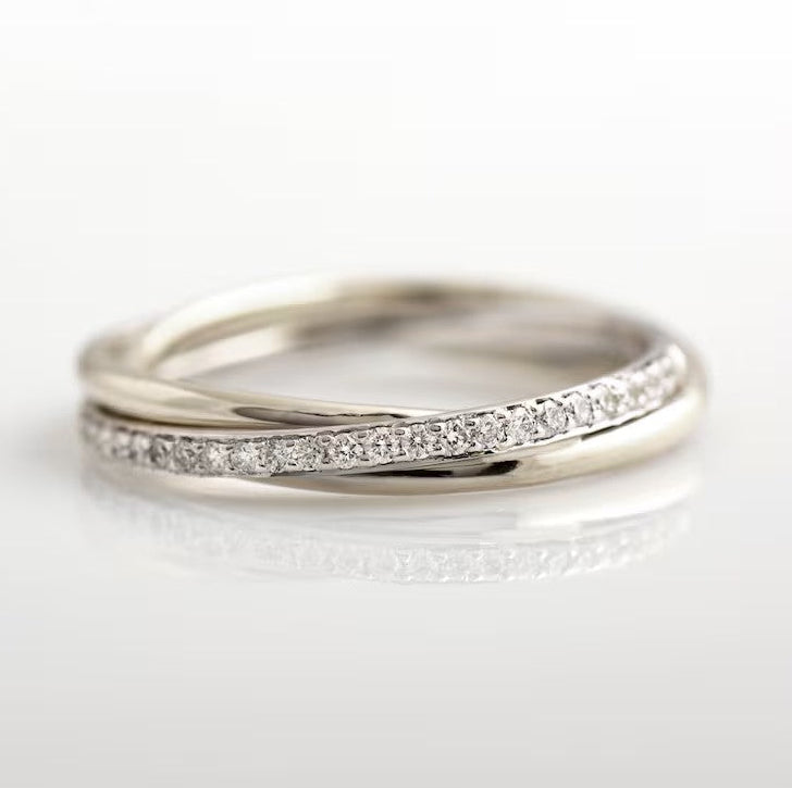 One Tone Three Bands Interlocking Ring