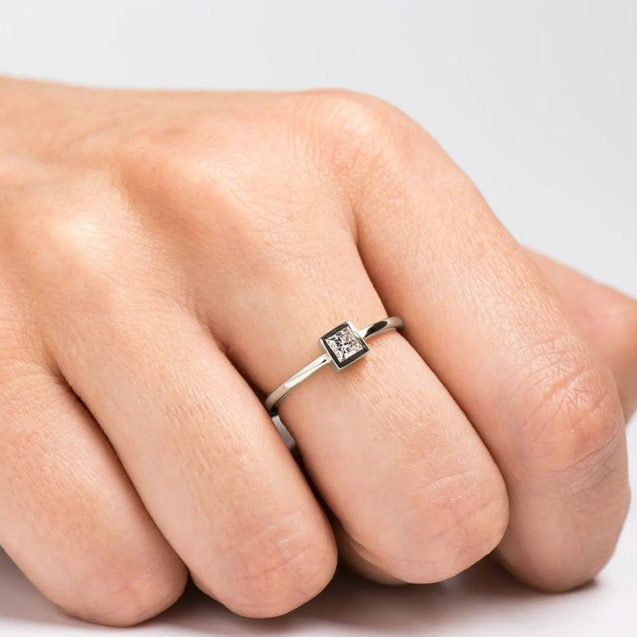 Matte textured Engagement Ring