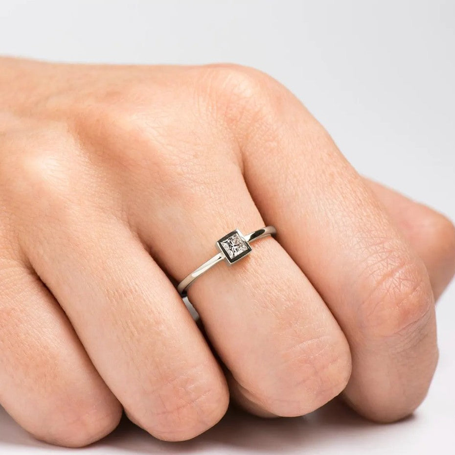 Matte textured Engagement Ring