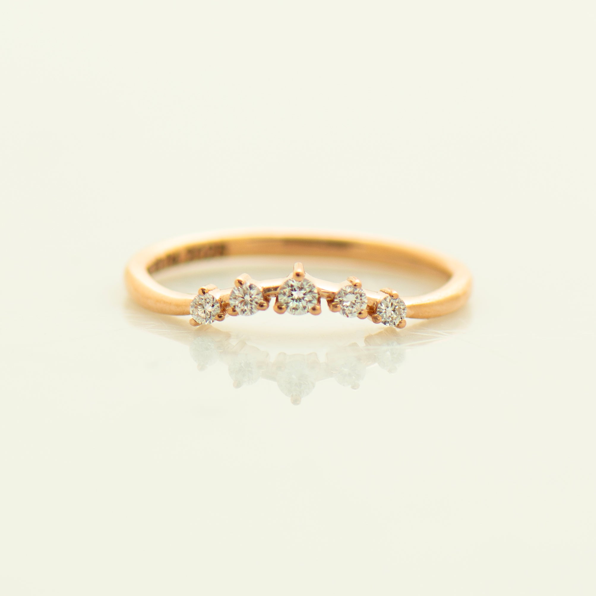 Curved Five Diamonds Matching Ring