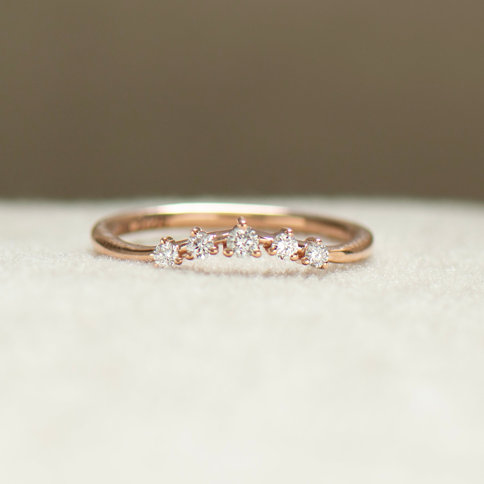 Curved Five Diamonds Matching Ring