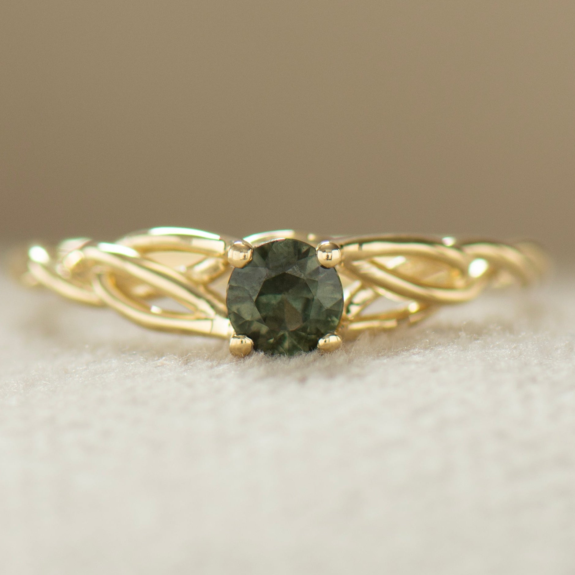 Celtic Green Sapphire Ring