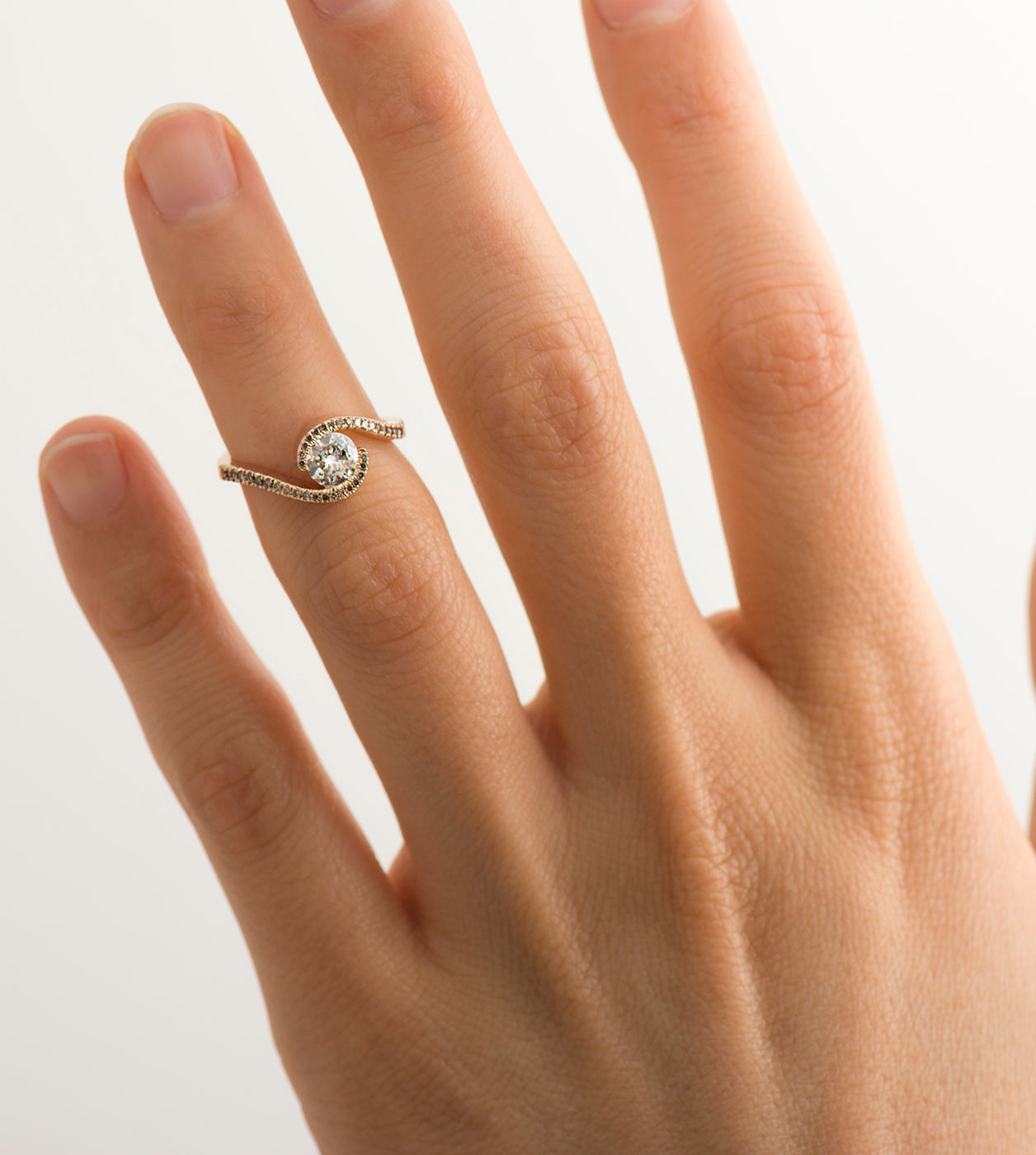 Twisted Engagement Ring Set With Brown Diamonds