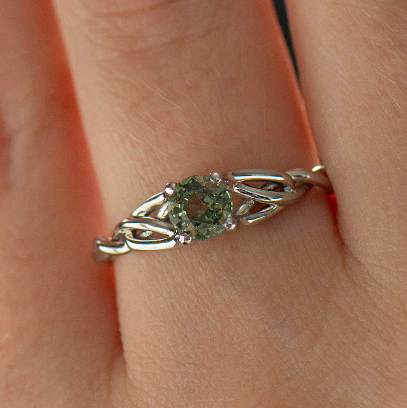 Celtic Mint Green Sapphire Ring