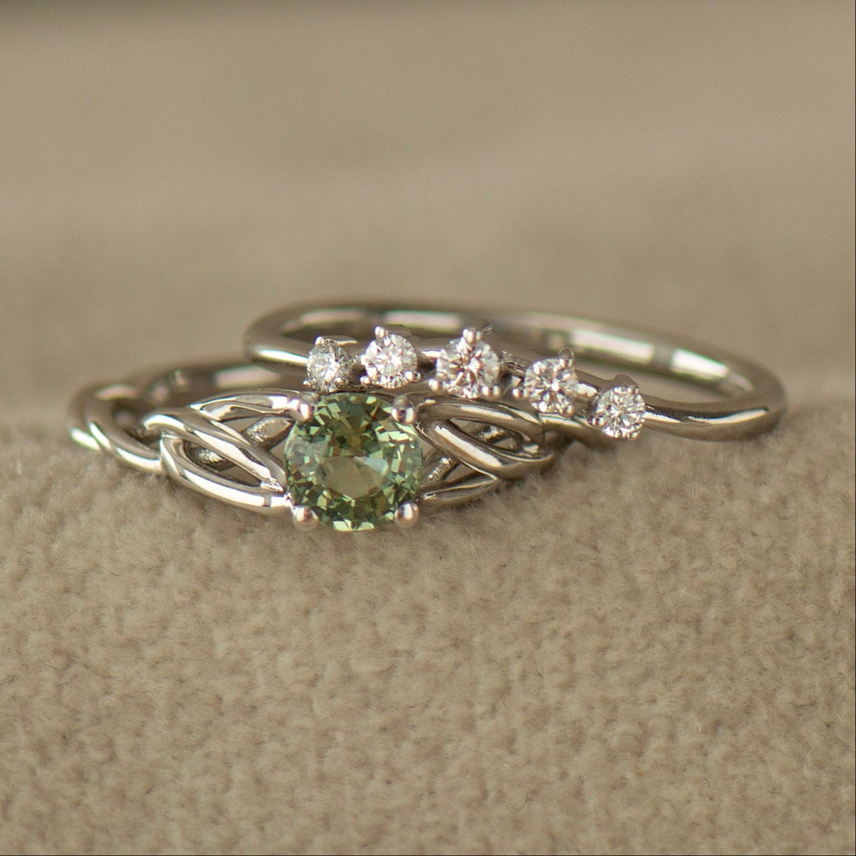 Celtic Mint Green Sapphire Set