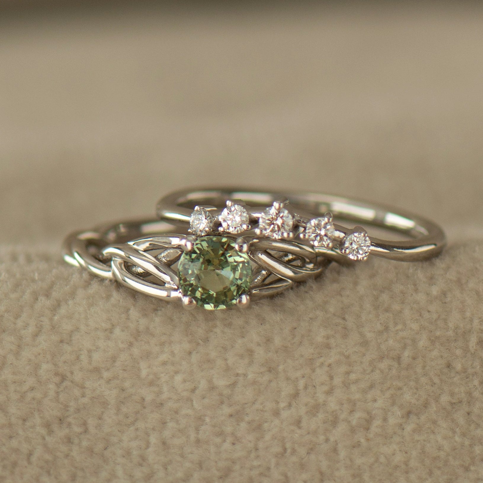 Celtic Mint Green Sapphire Set