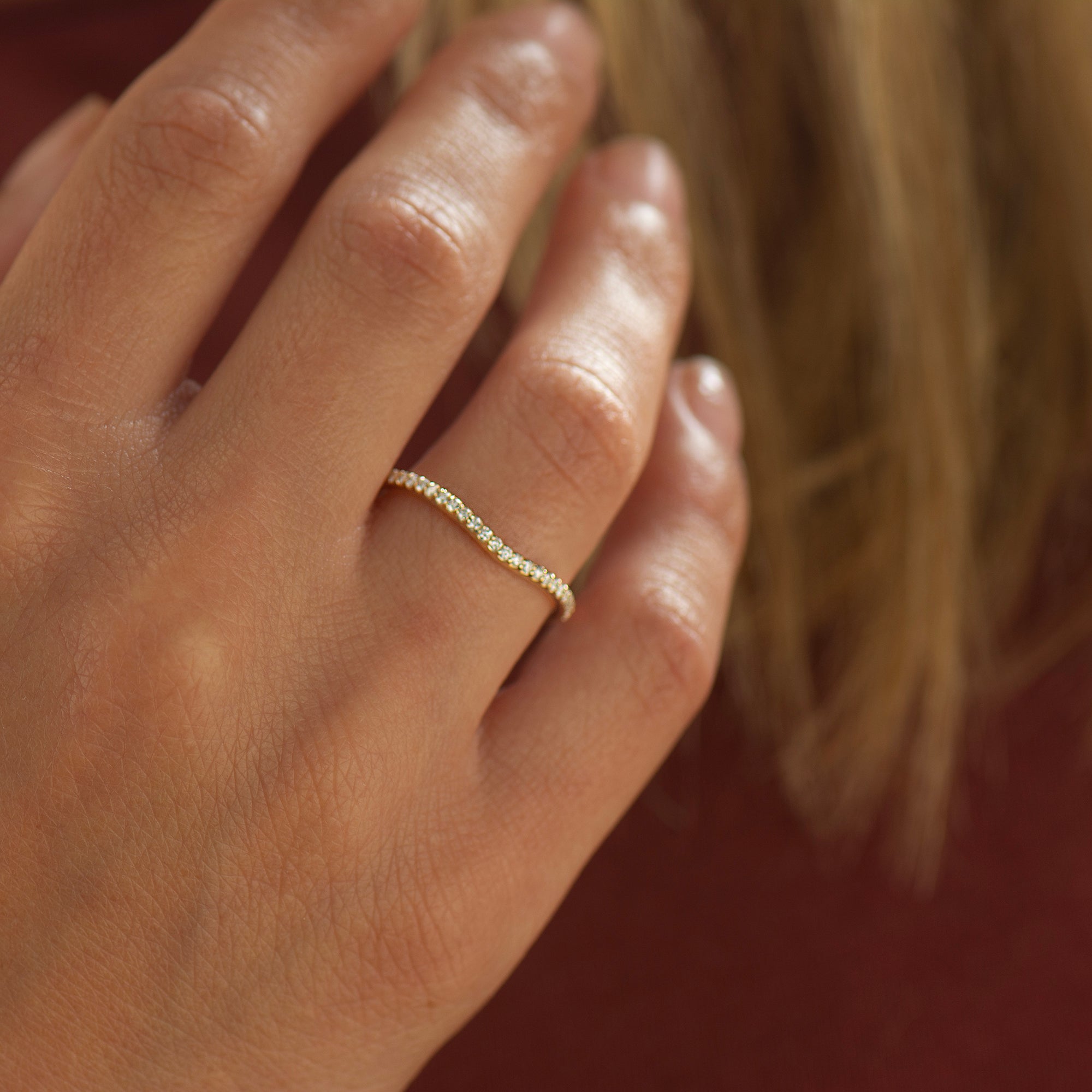 Matching Curved Diamonds Ring