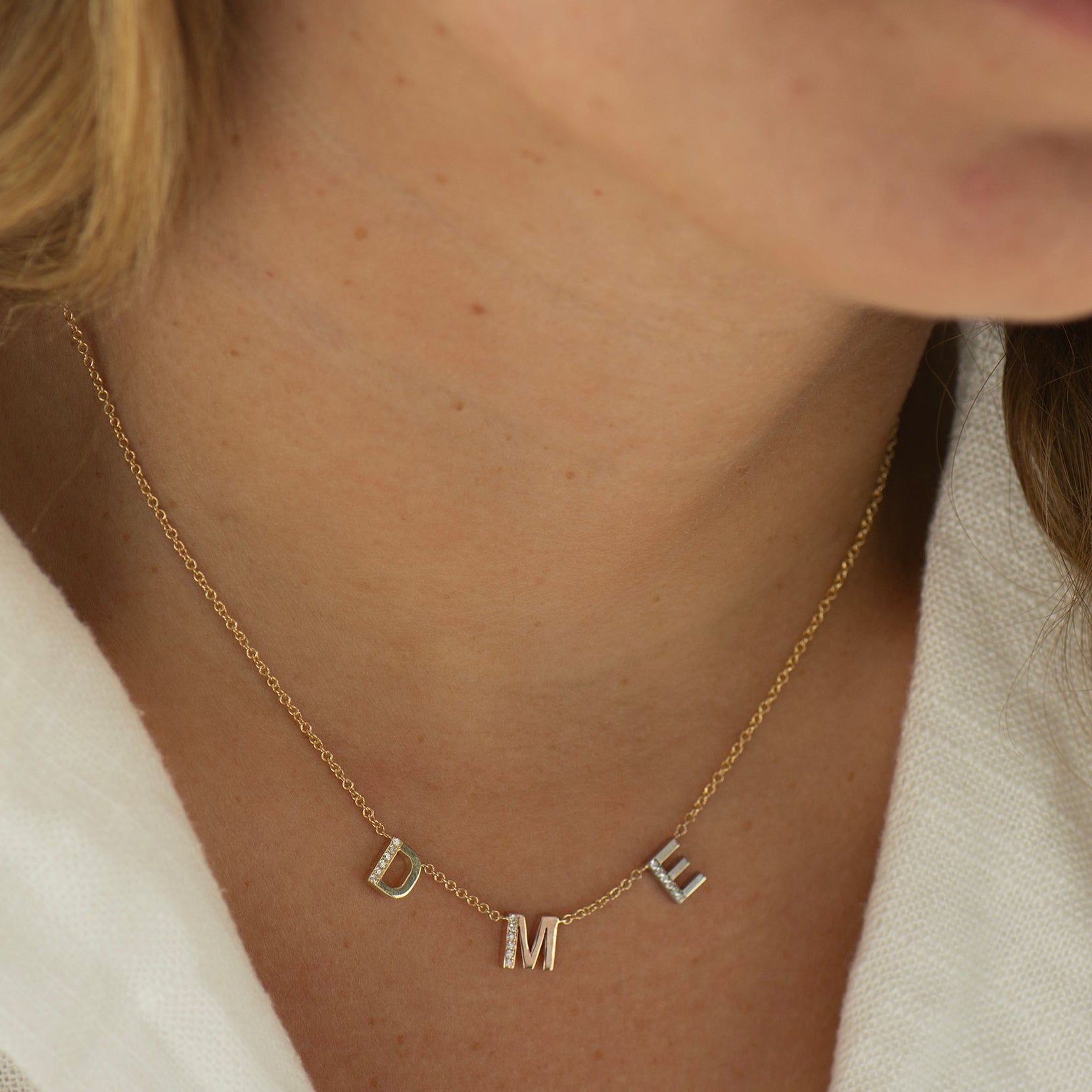 Personalized Necklace - Multicolored Initial/s with Diamonds