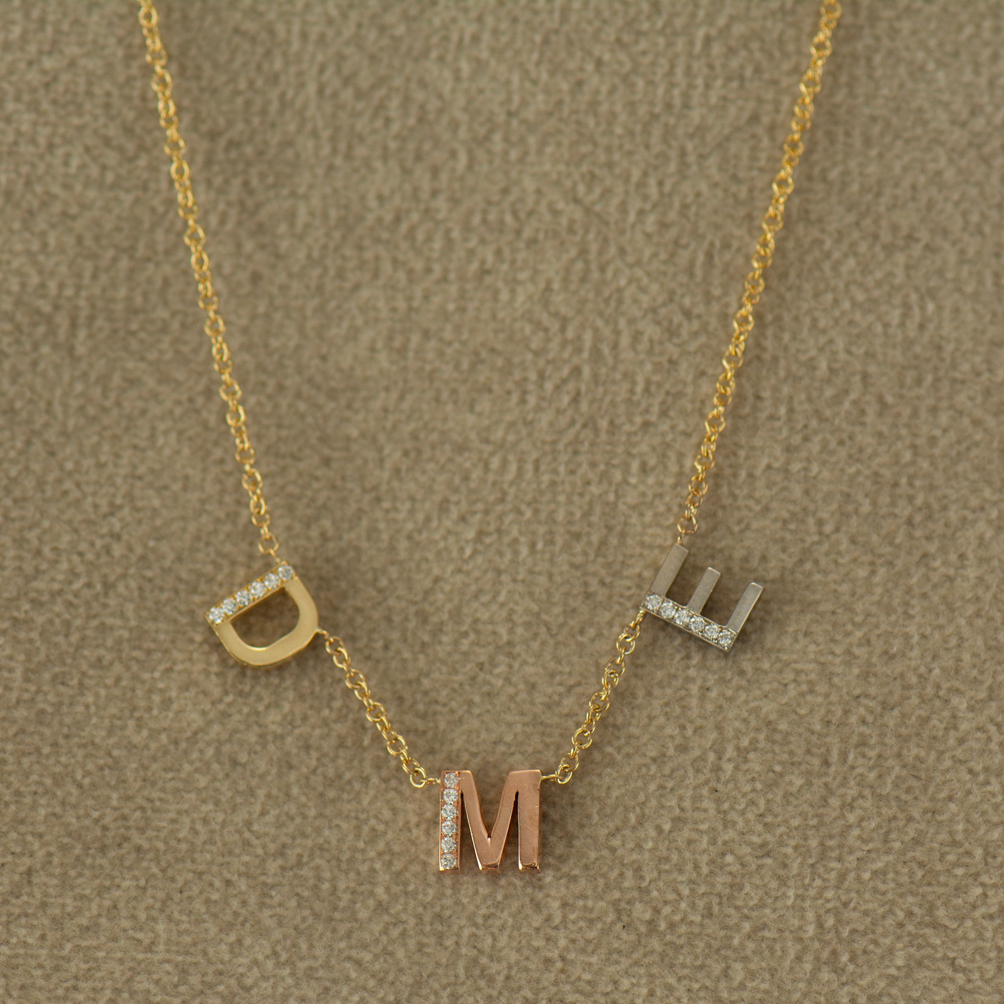 Personalized Necklace - Multicolored Initial/s with Diamonds