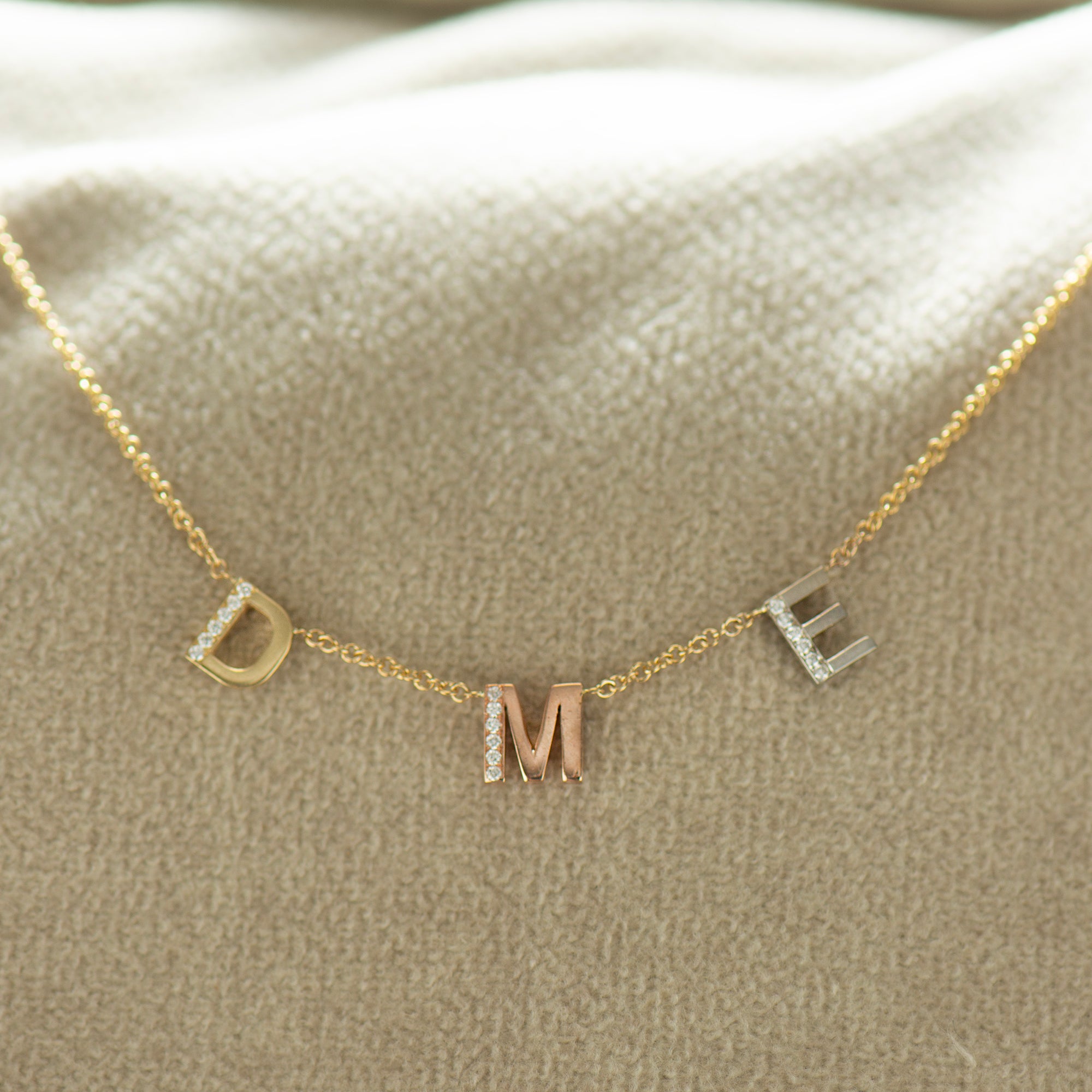 Personalized Necklace - Multicolored Initial/s with Diamonds