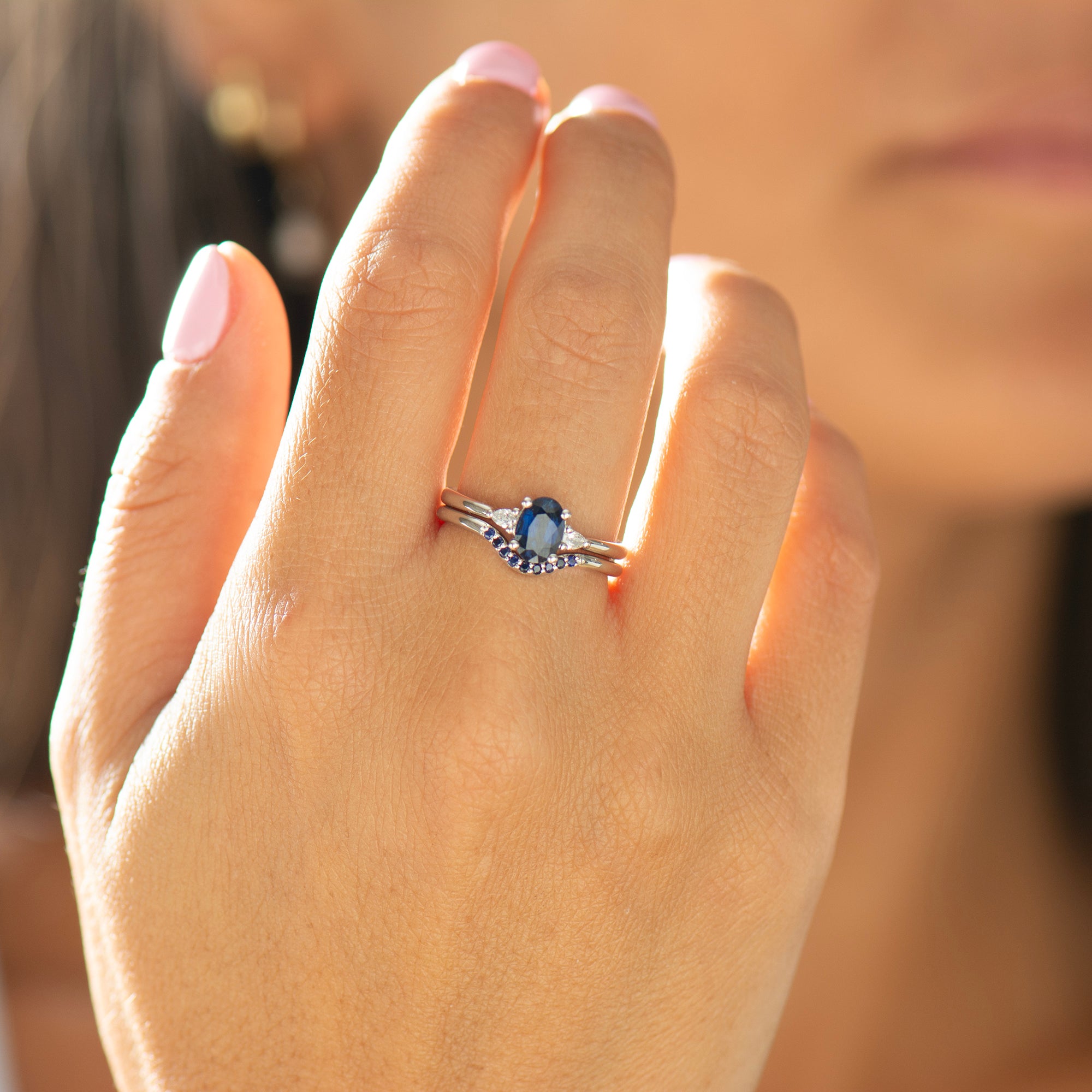 Dark Blue Sapphire Ring Set