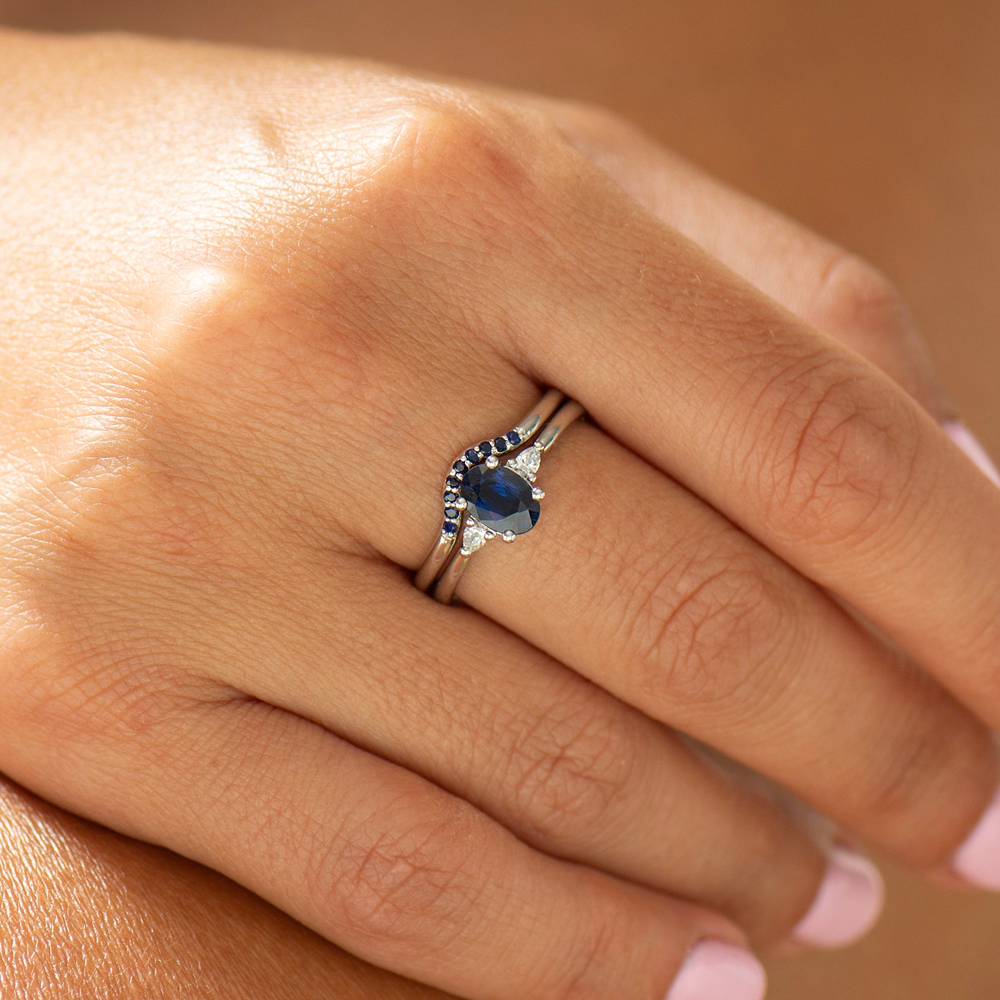Dark Blue Sapphire Ring Set
