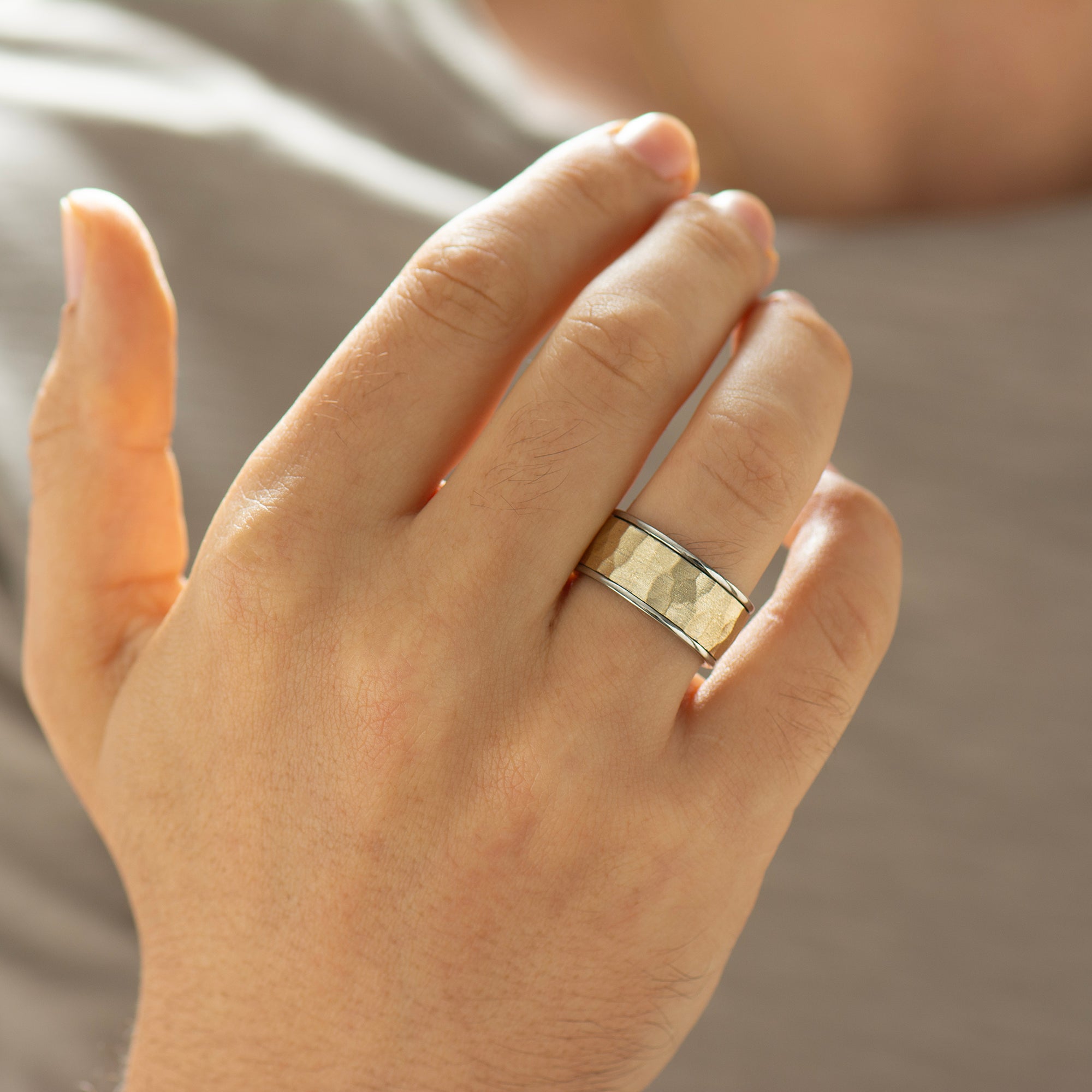 10MM Wide Hammered Men's Ring