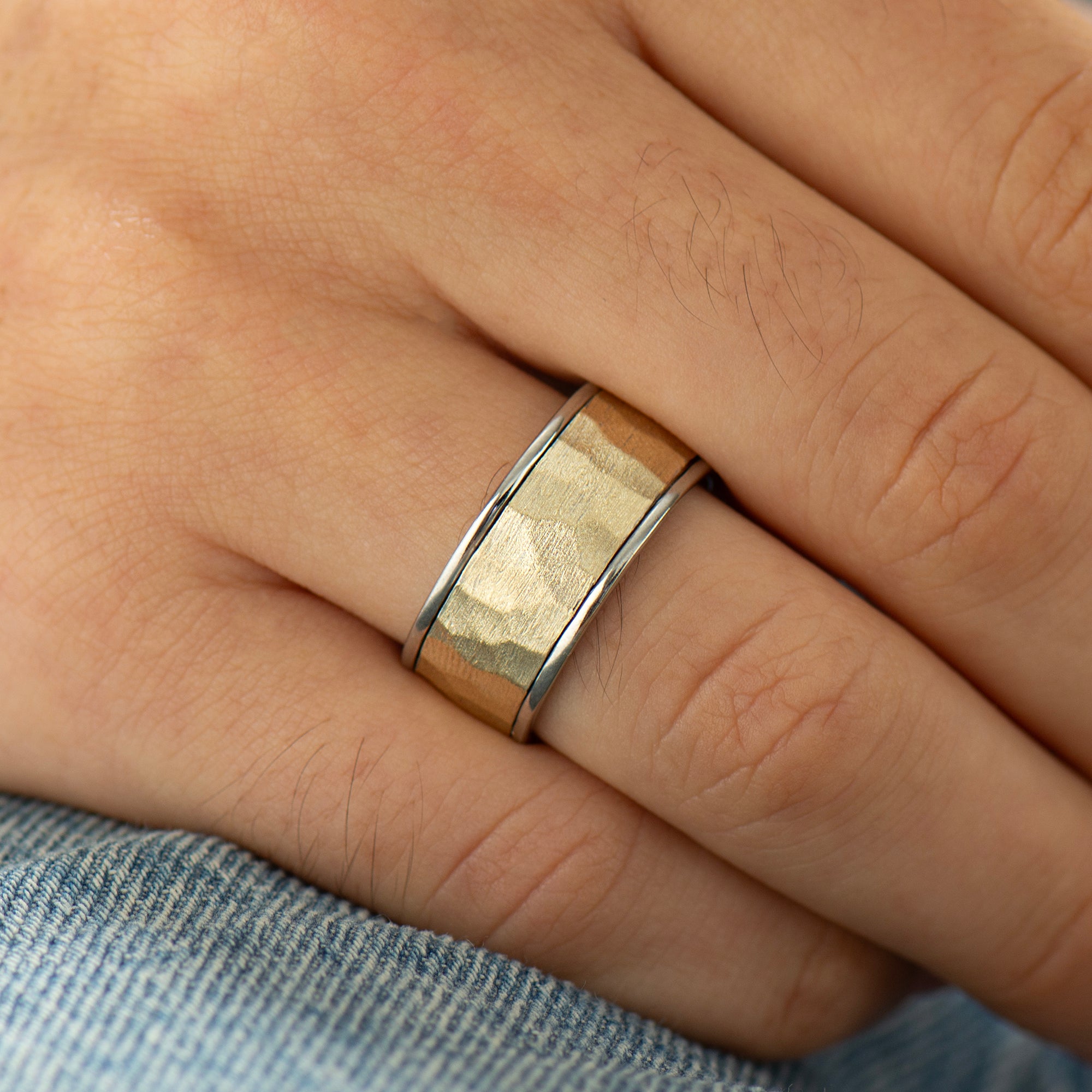10MM Wide Hammered Men's Ring