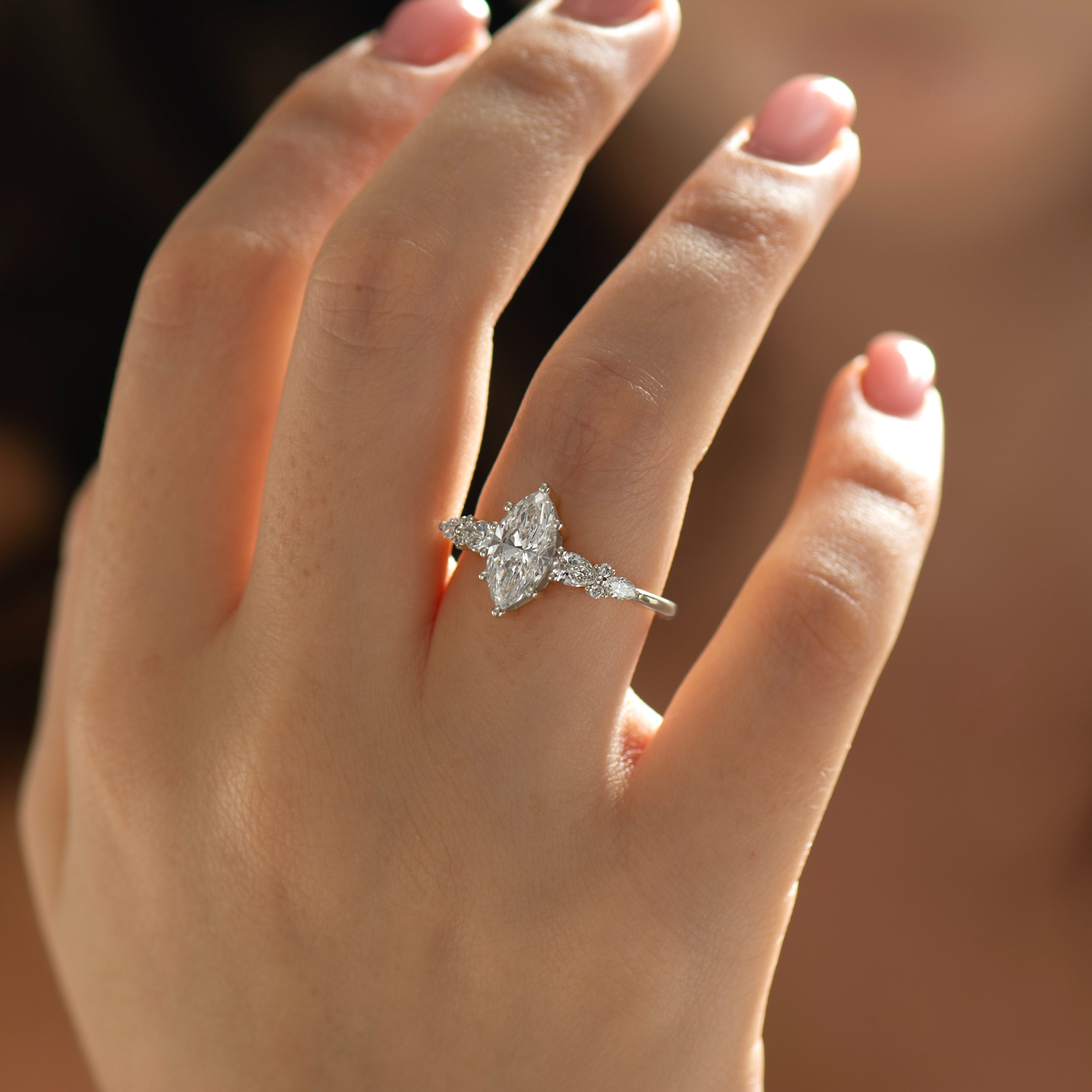 Marquise Lab Diamond Engagement Ring