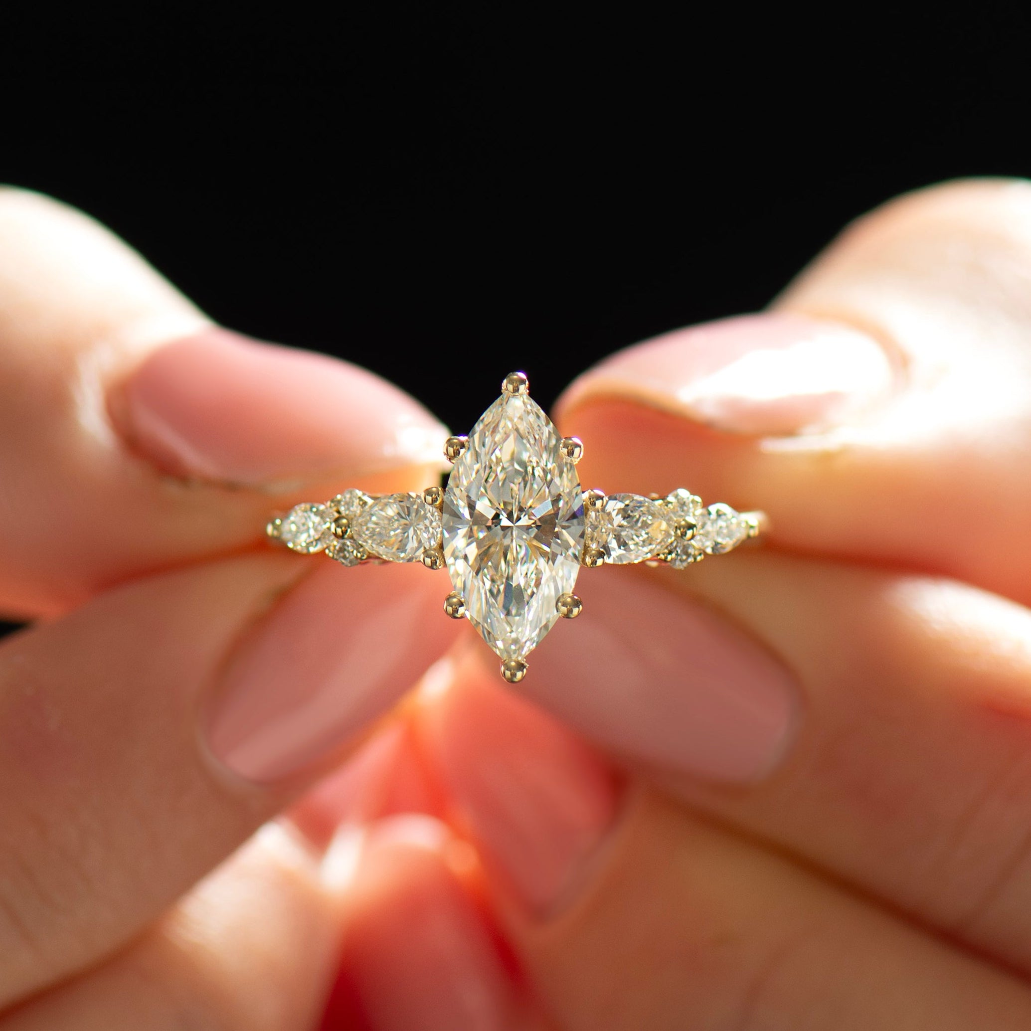 Marquise Lab Diamond Engagement Ring