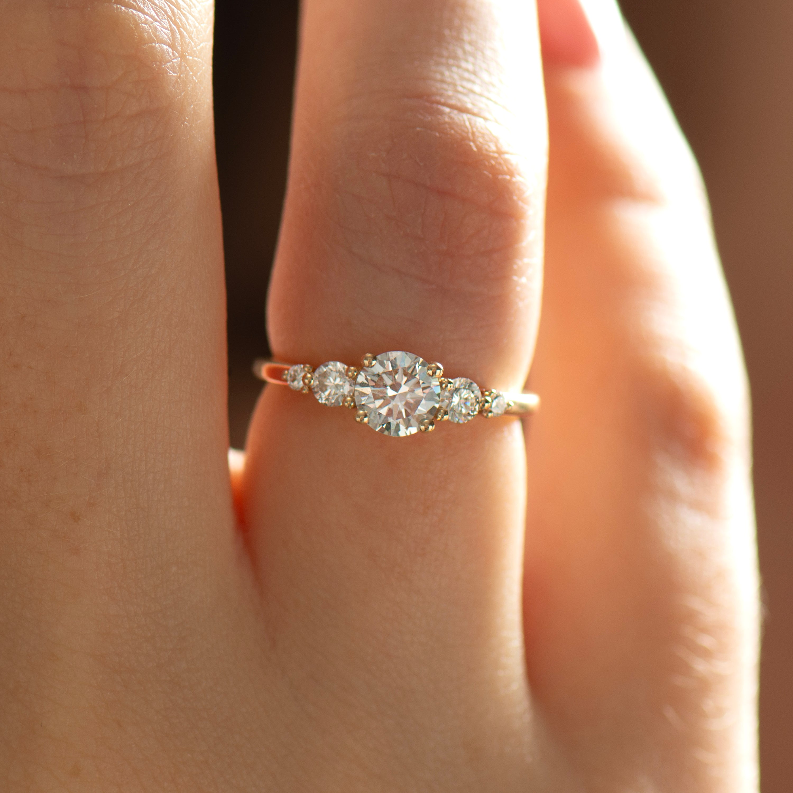 Five Diamonds Engagement Ring