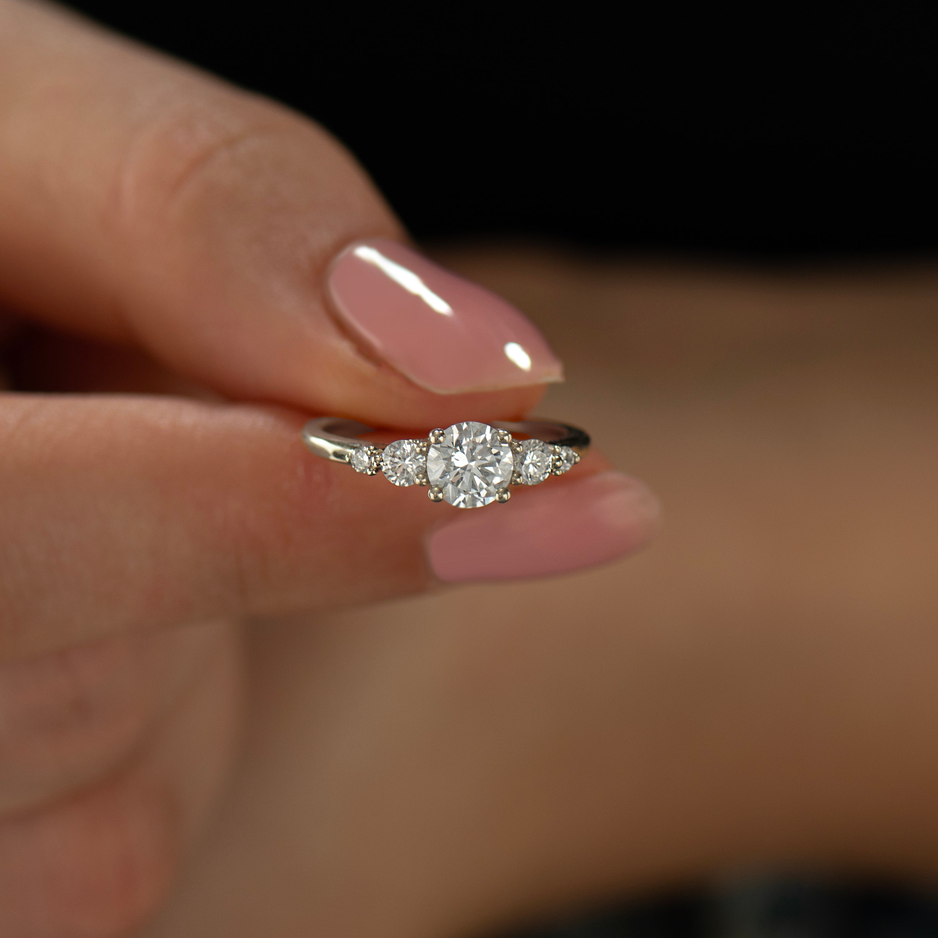 Five Diamonds Engagement Ring