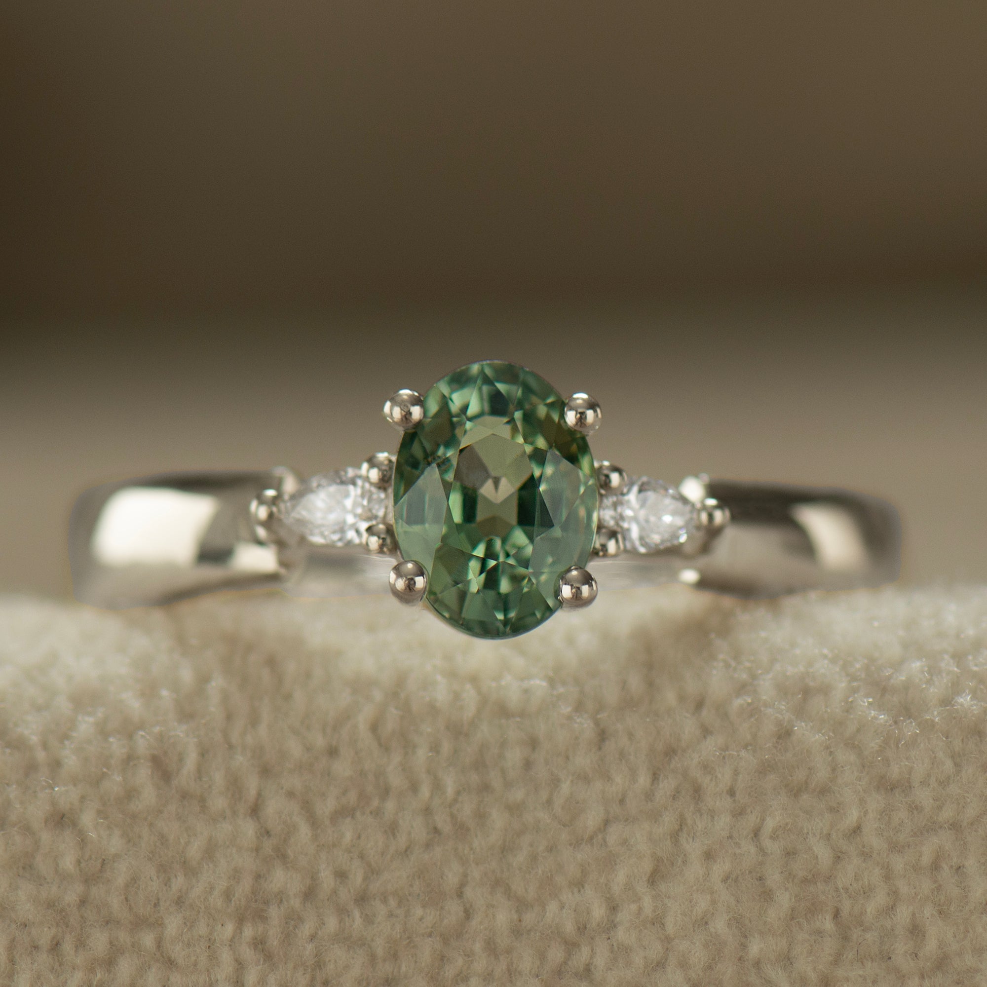 Wide Band Floating Sapphire Ring - Oval