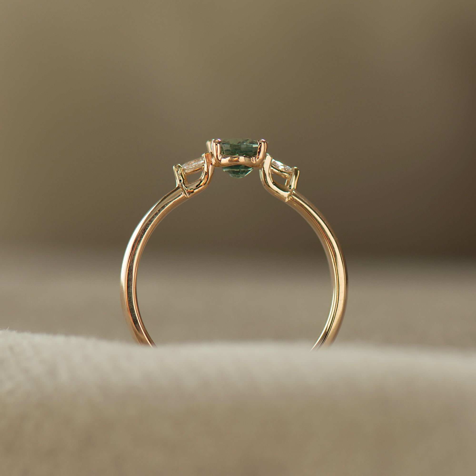 Wide Band Floating Sapphire Ring - Oval