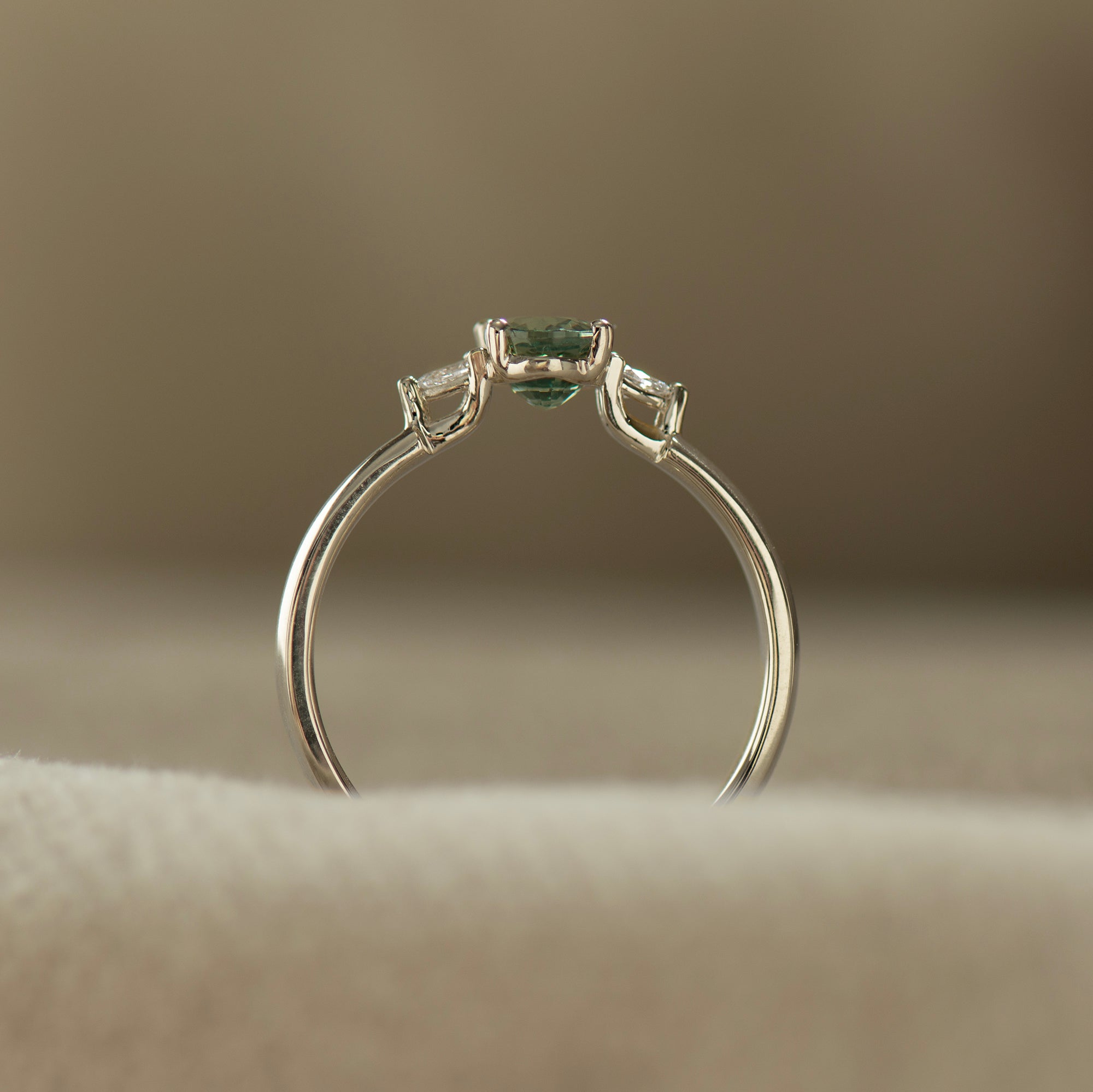 Wide Band Floating Sapphire Ring - Oval