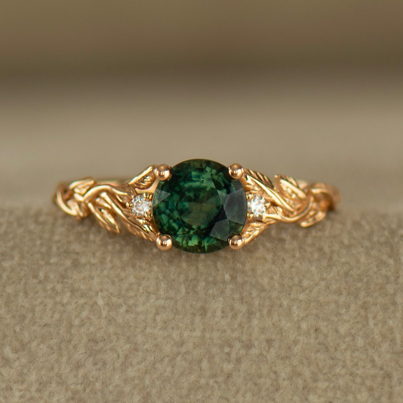 Leaves Sapphire Engagement Ring