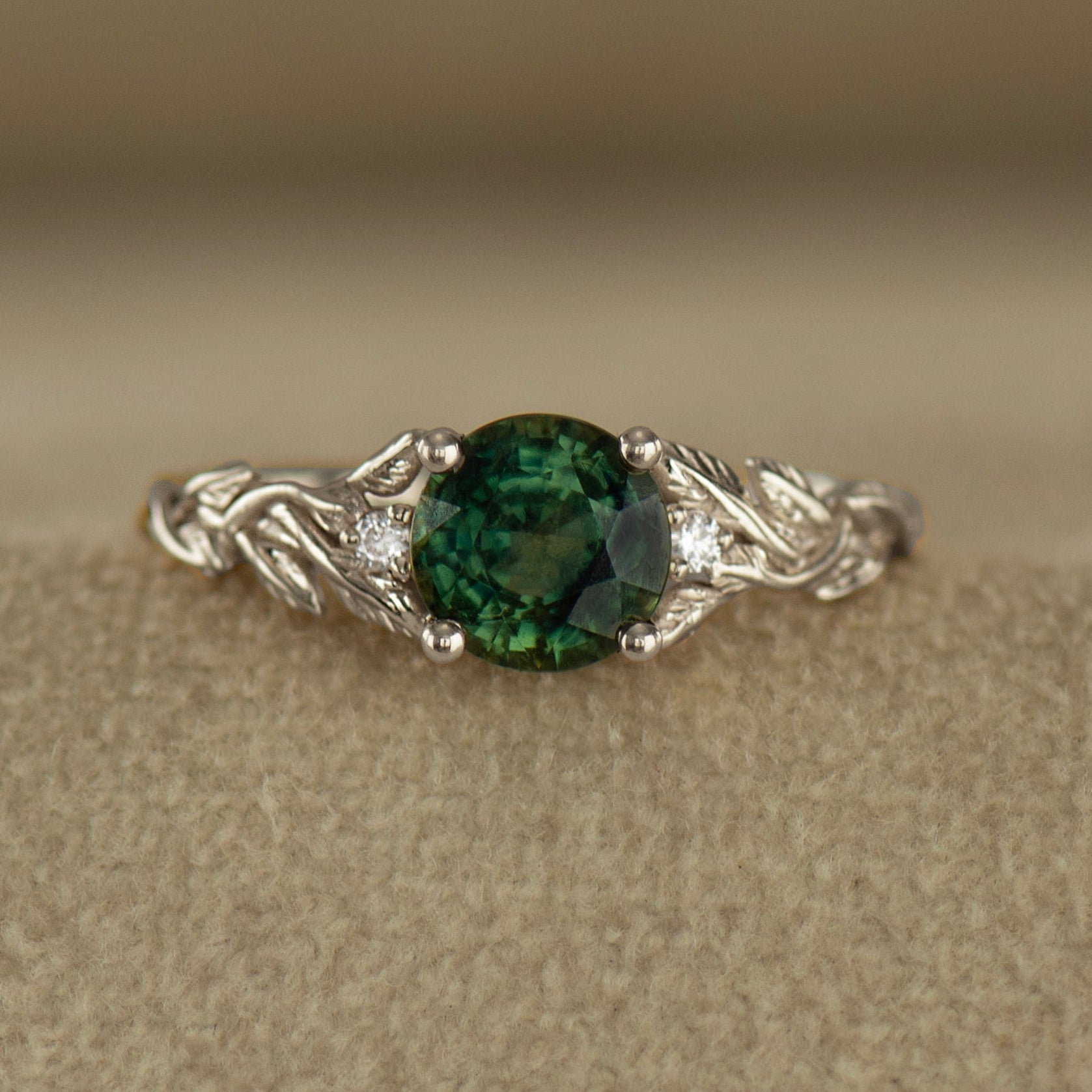 Leaves Sapphire Engagement Ring