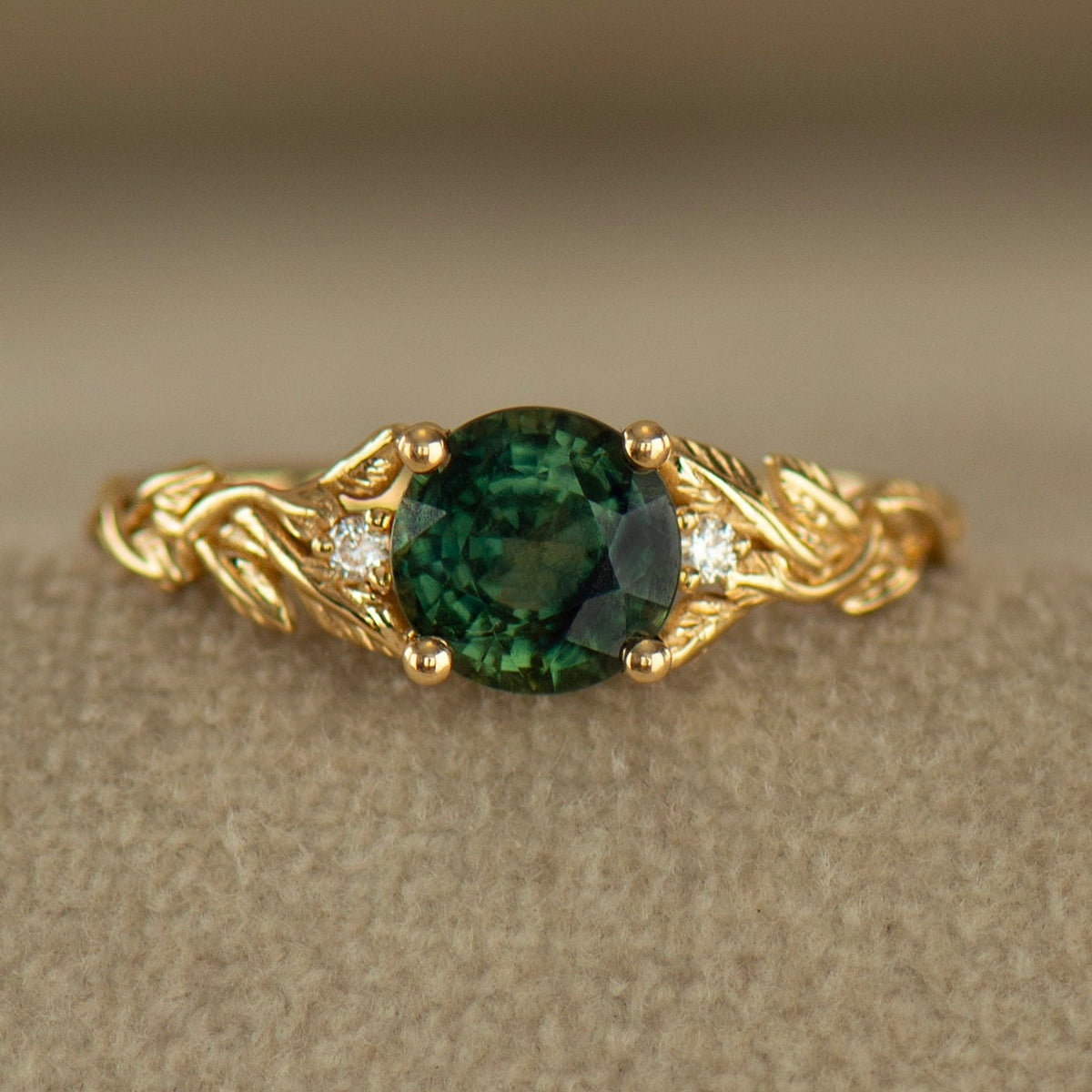 Leaves Sapphire Engagement Ring
