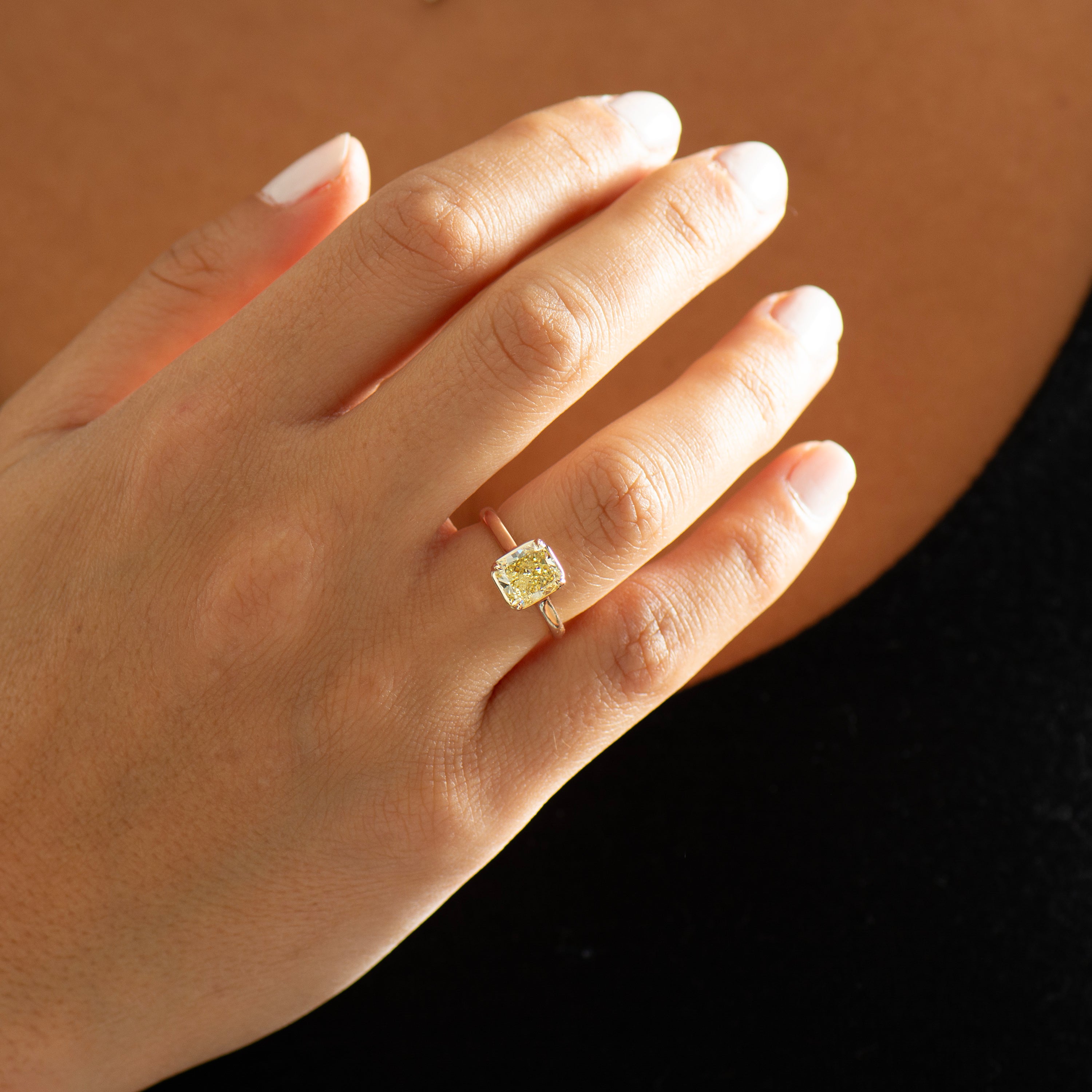 Yellow Radiant Lab Diamond Ring
