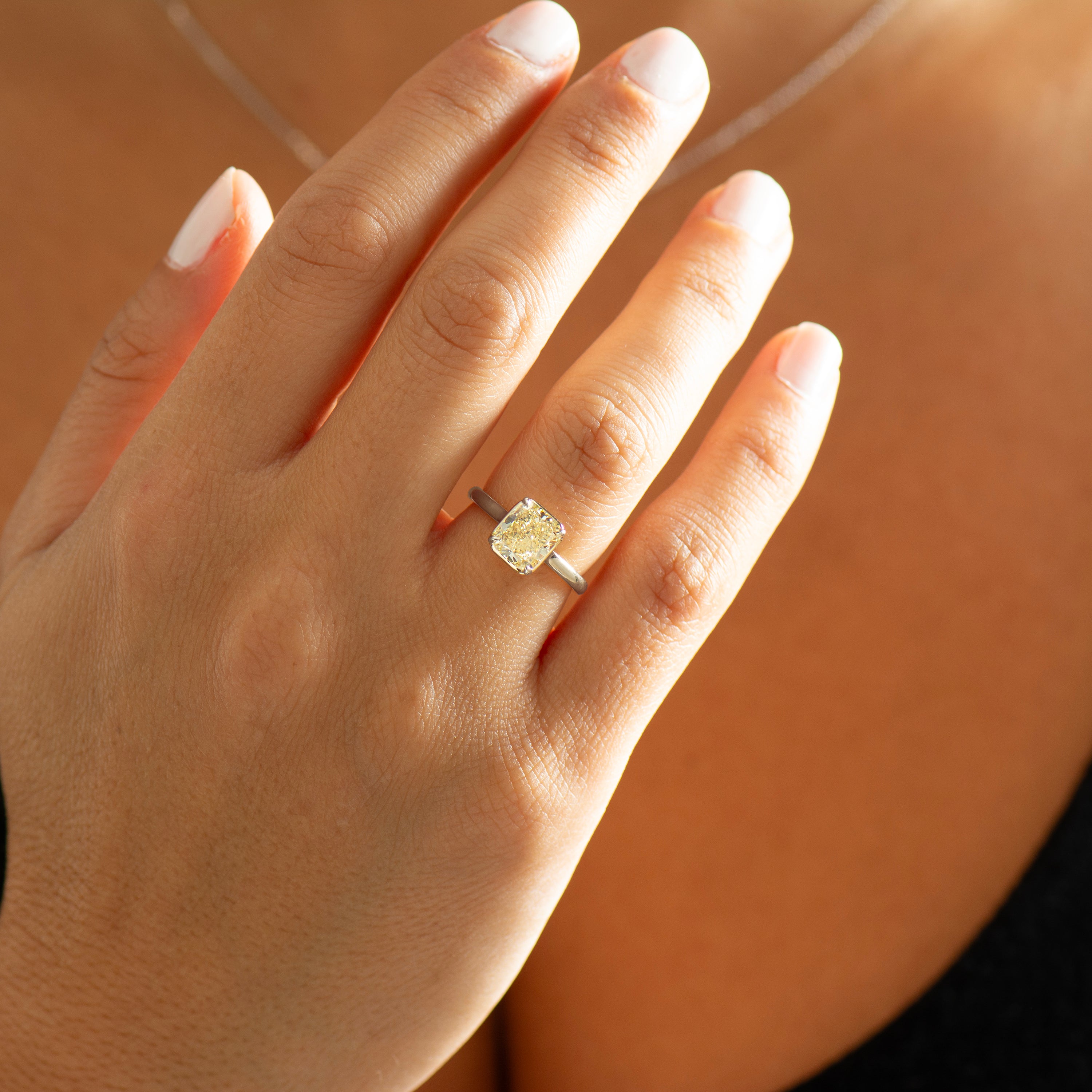 Yellow Radiant Lab Diamond Ring