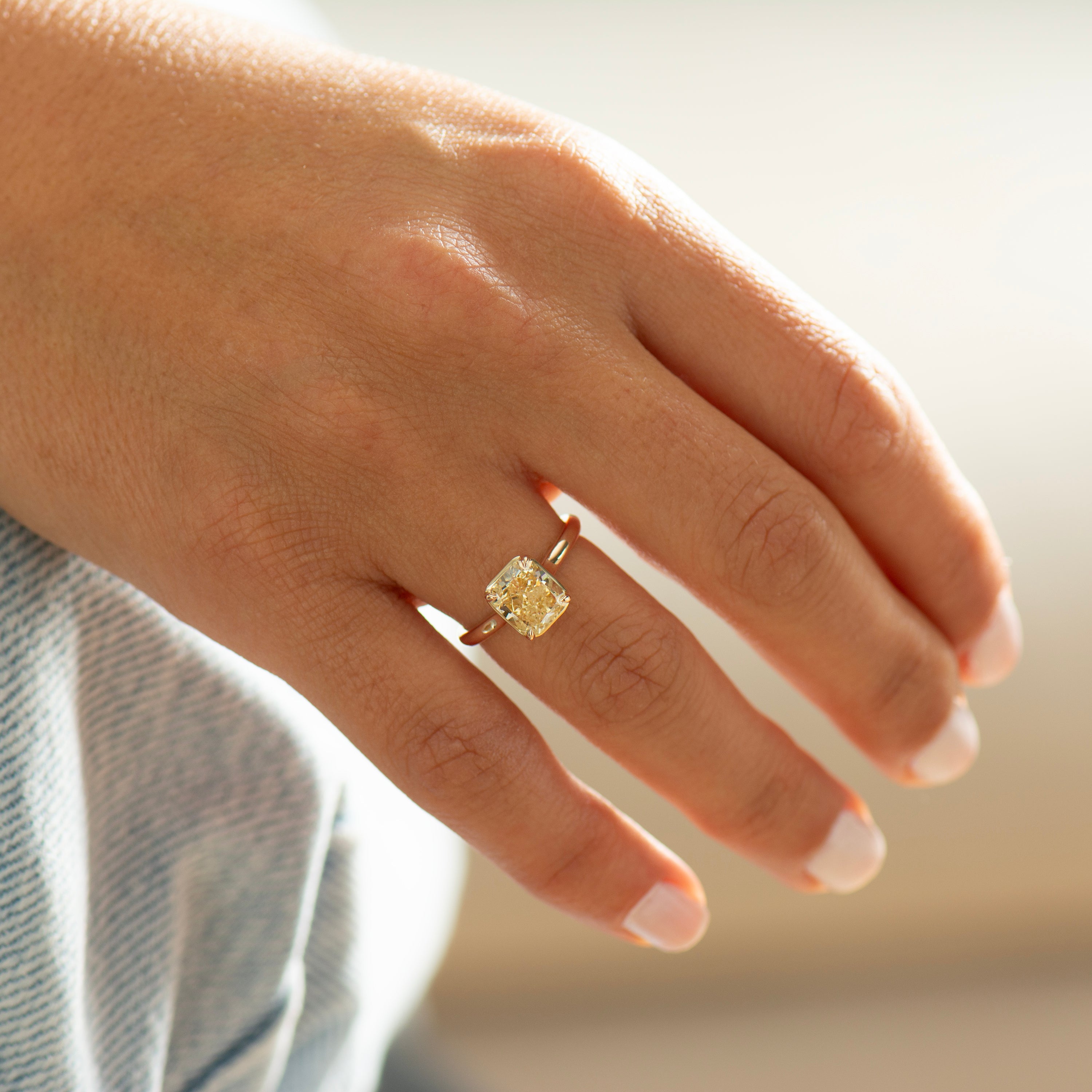 Yellow Radiant Lab Diamond Ring