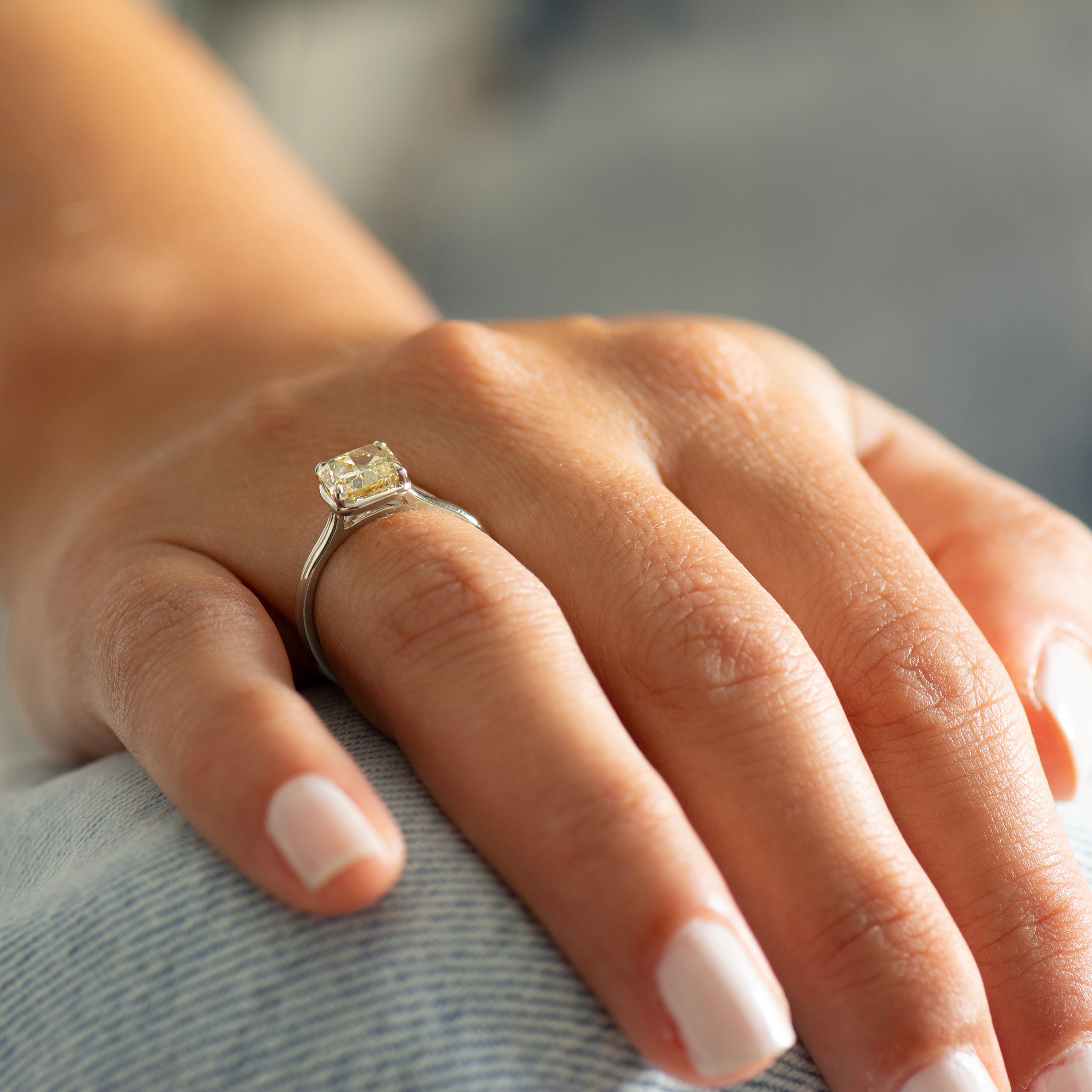 Yellow Radiant Lab Diamond Ring