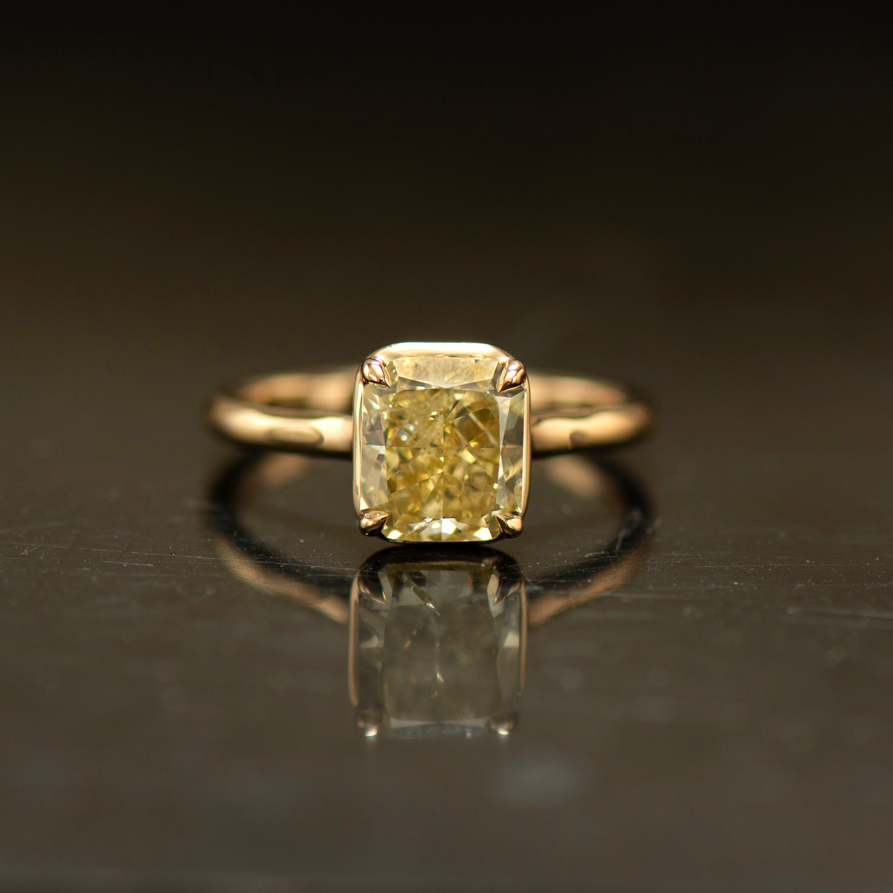 Yellow Radiant Lab Diamond Ring