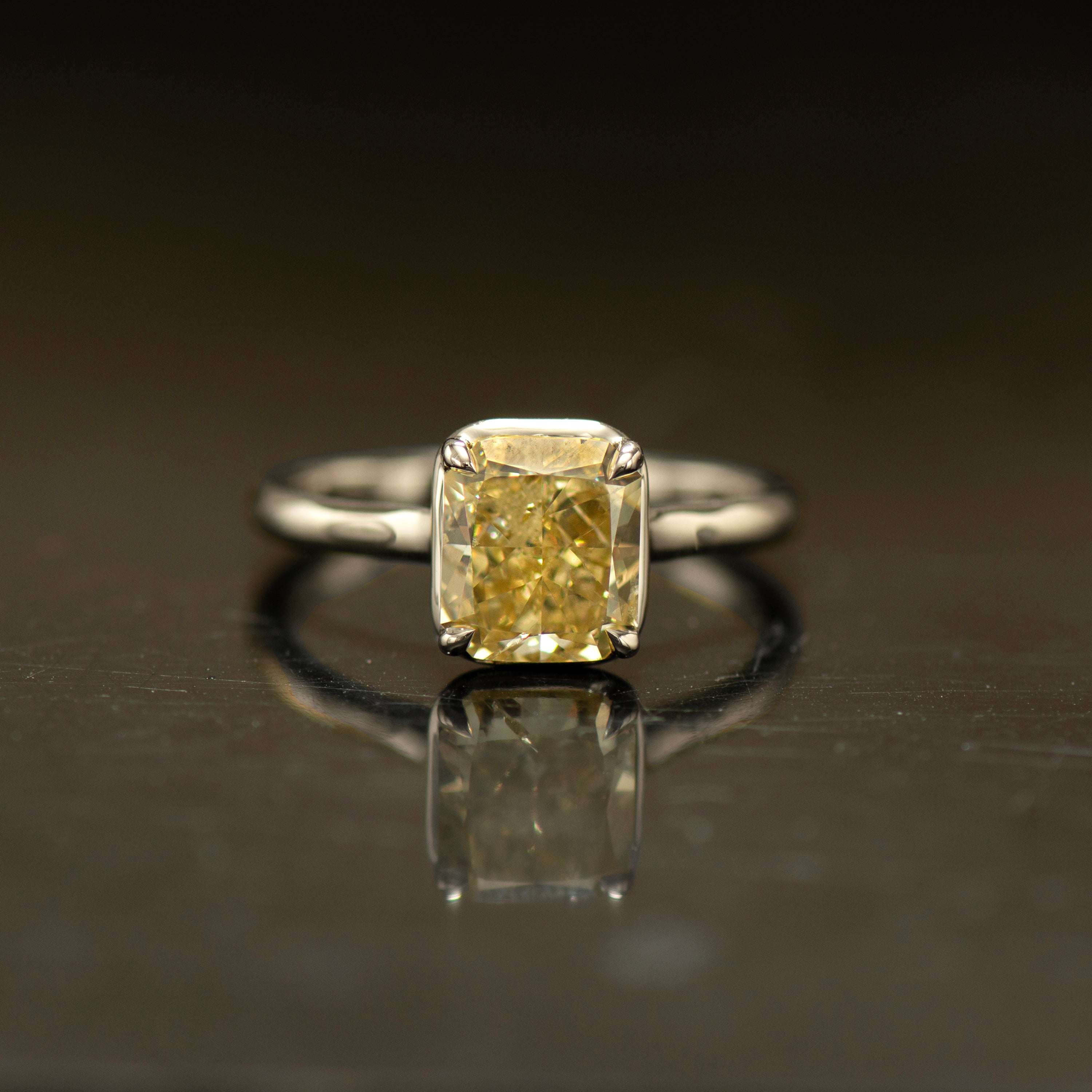 Yellow Radiant Lab Diamond Ring