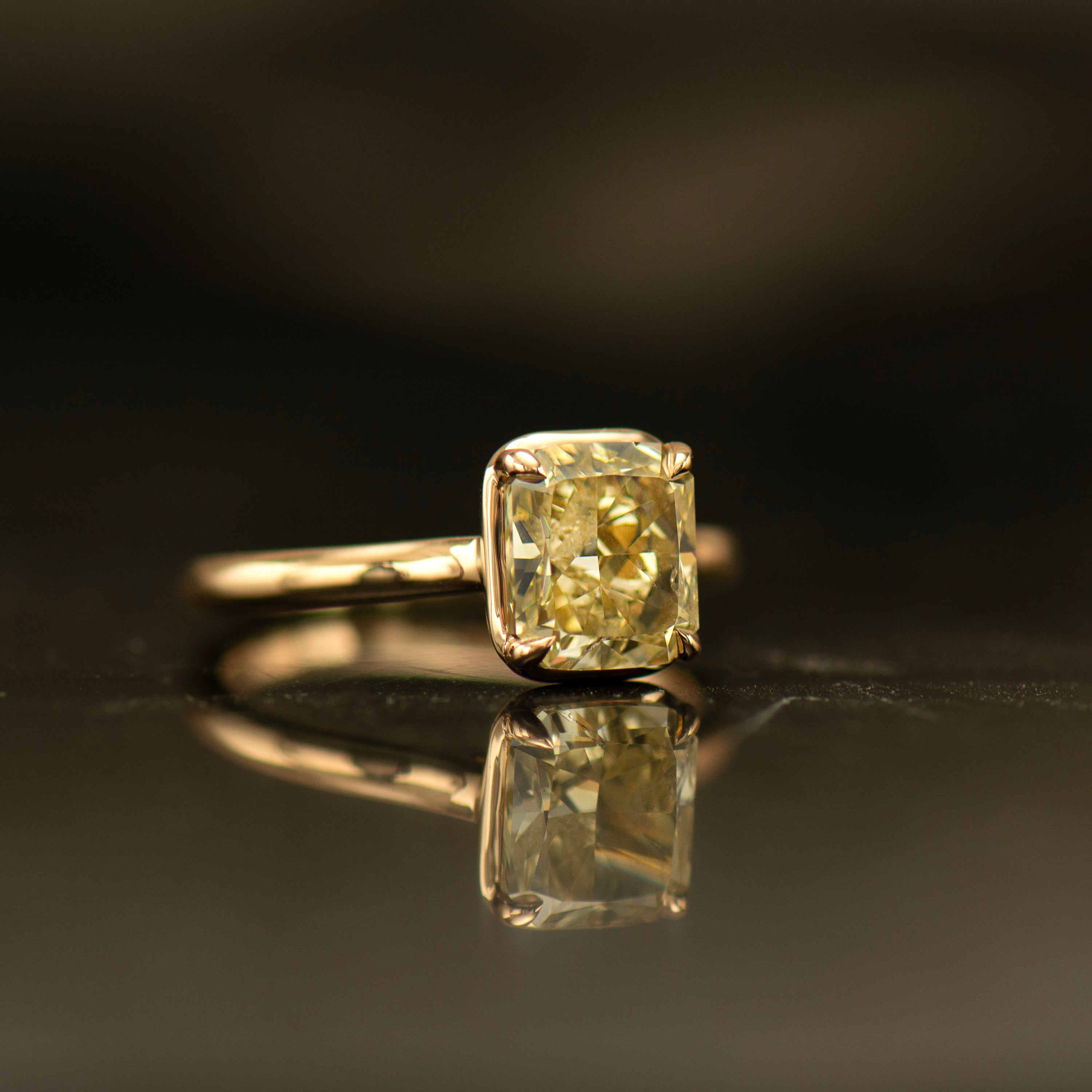 Yellow Radiant Lab Diamond Ring