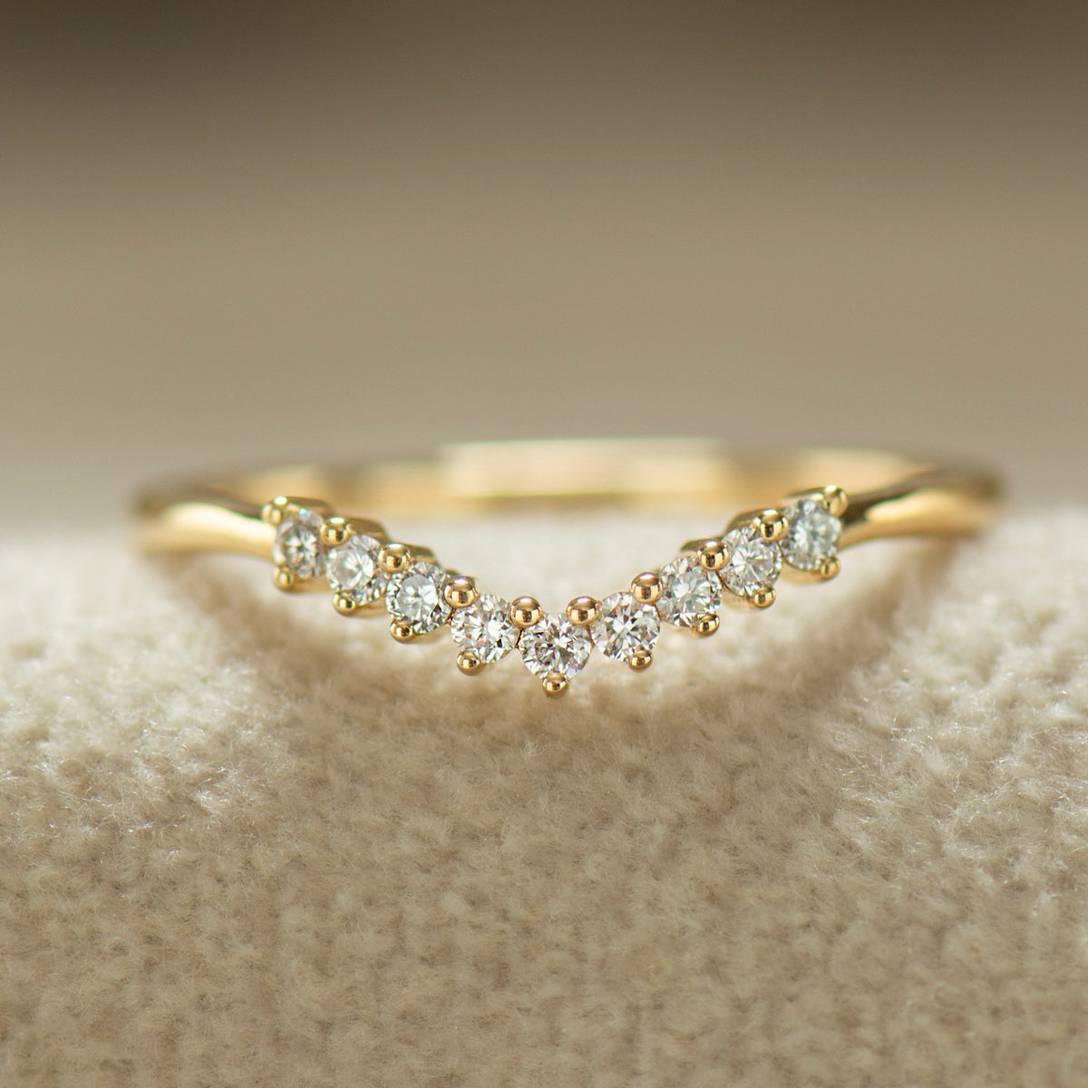 Curved Nine Diamonds Matching Ring