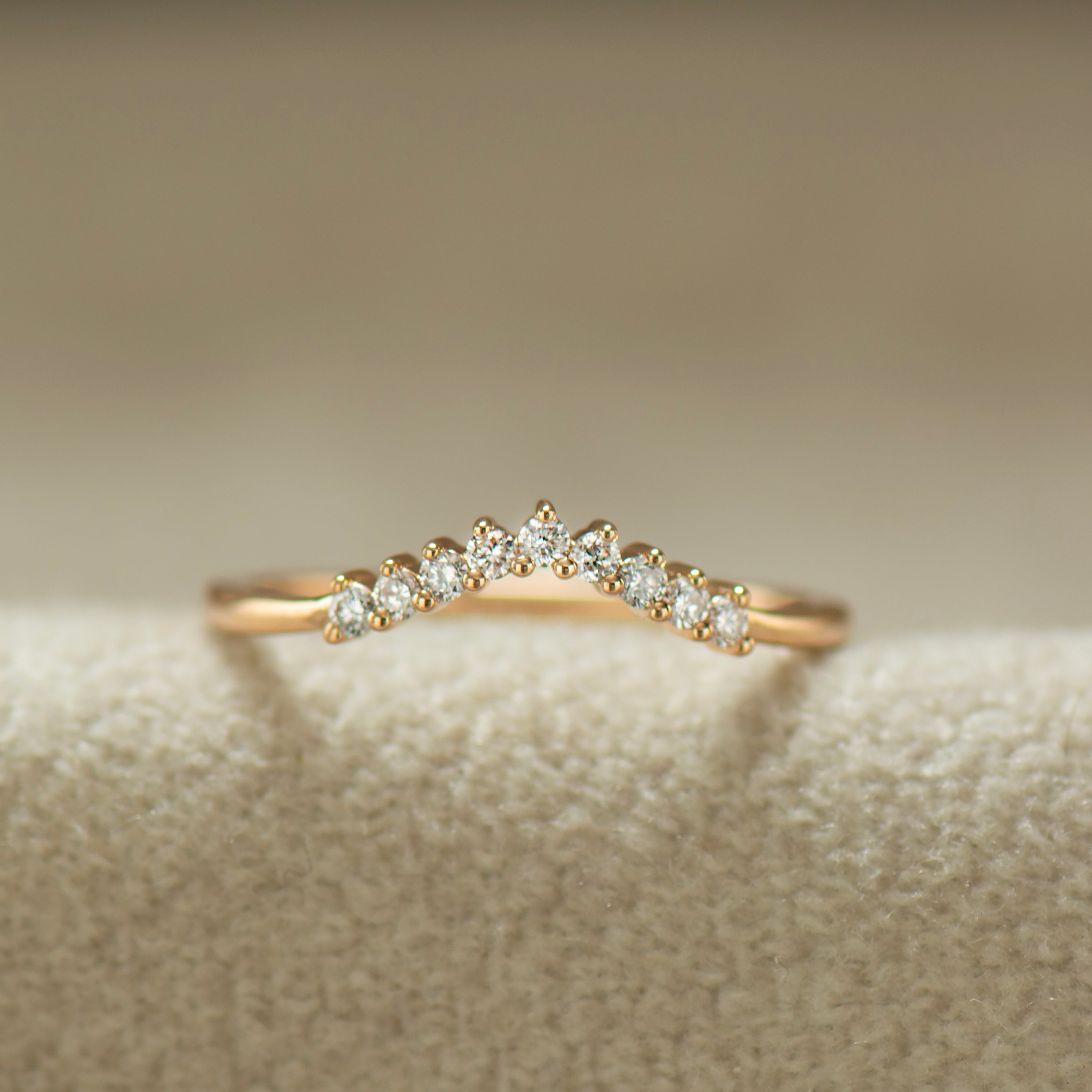 Curved Nine Diamonds Matching Ring