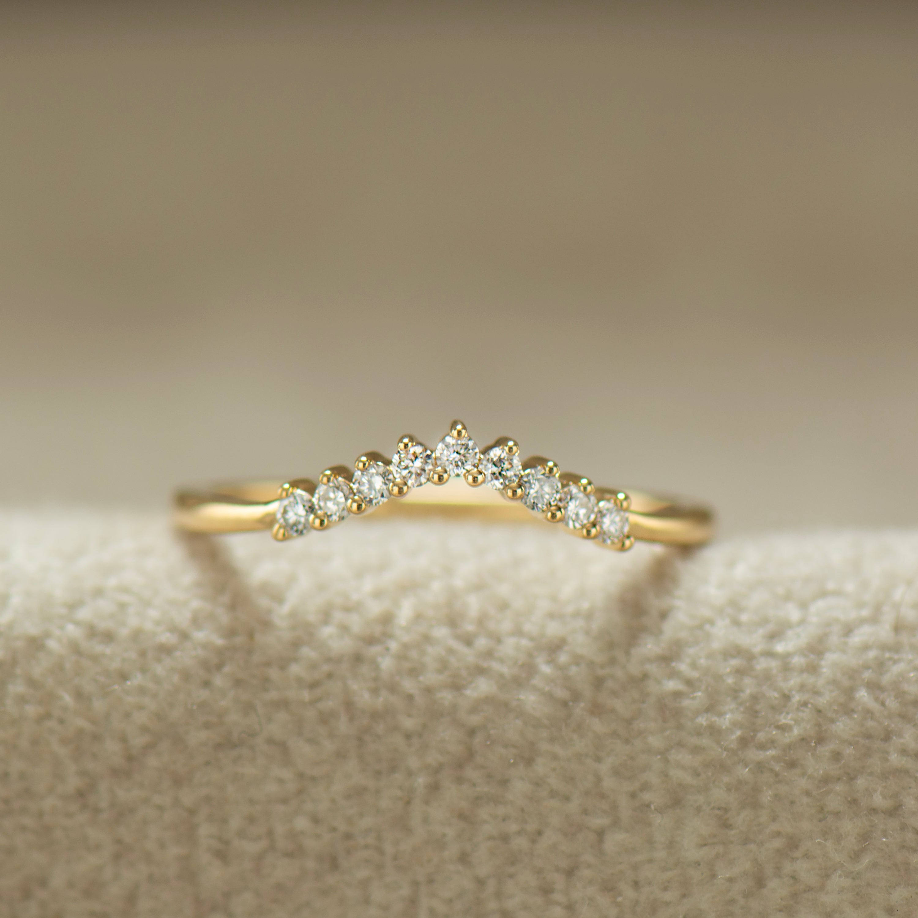 Curved Nine Diamonds Matching Ring