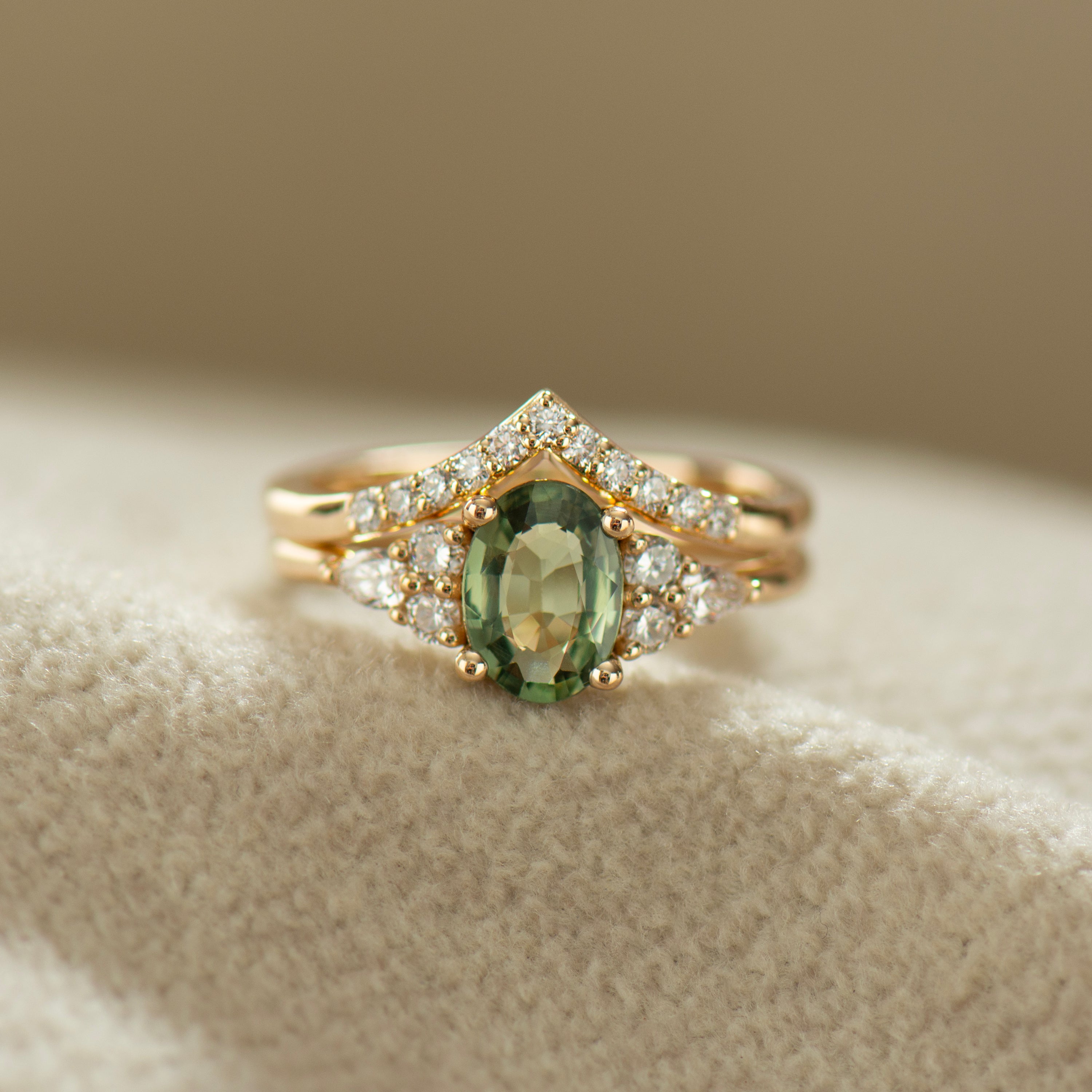 Matching Diamond Ring For Green Sapphire Ring