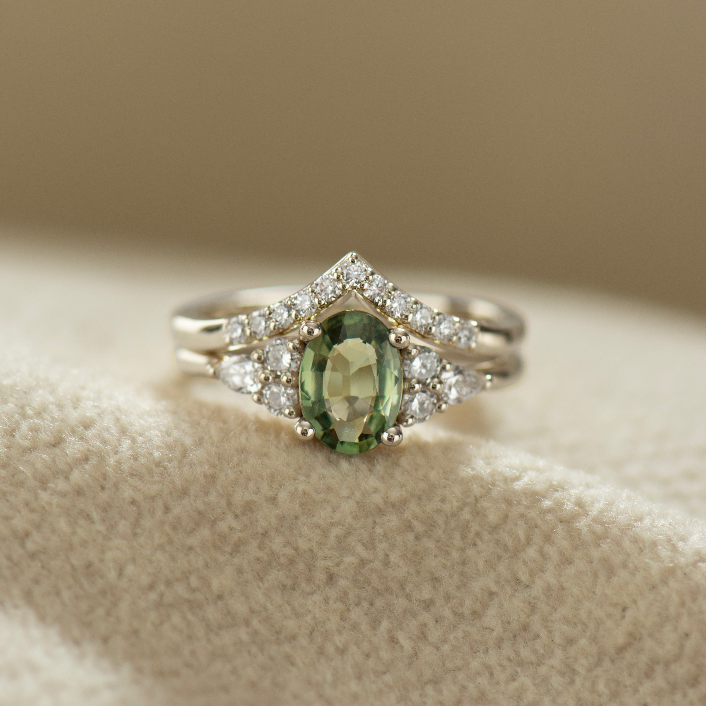 Matching Diamond Ring For Green Sapphire Ring