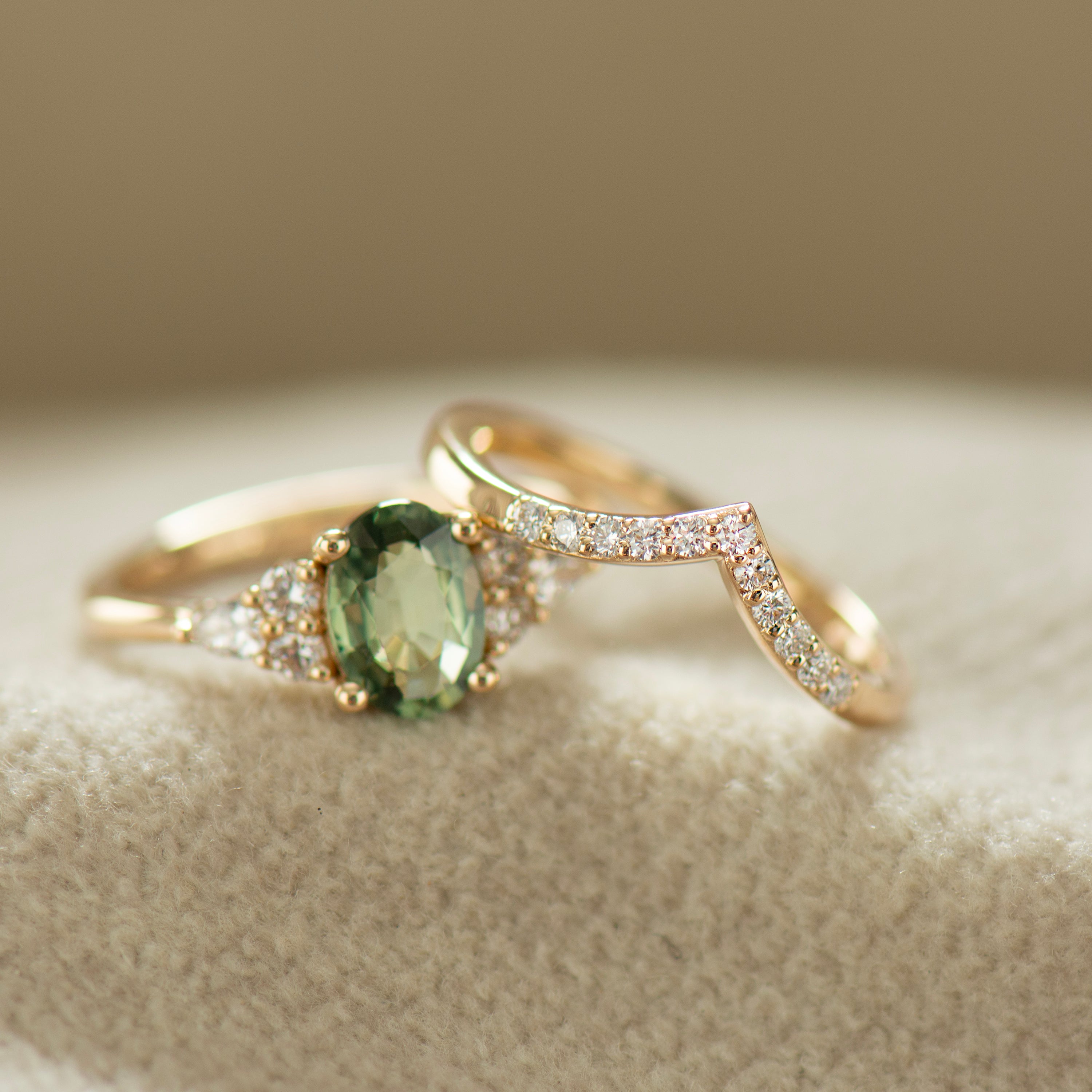 Matching Diamond Ring For Green Sapphire Ring