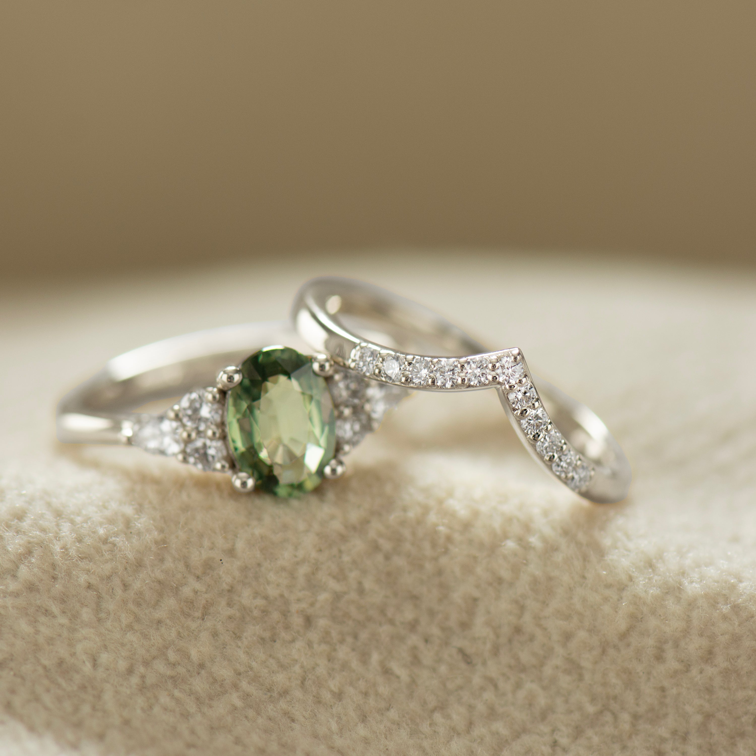 Matching Diamond Ring For Green Sapphire Ring