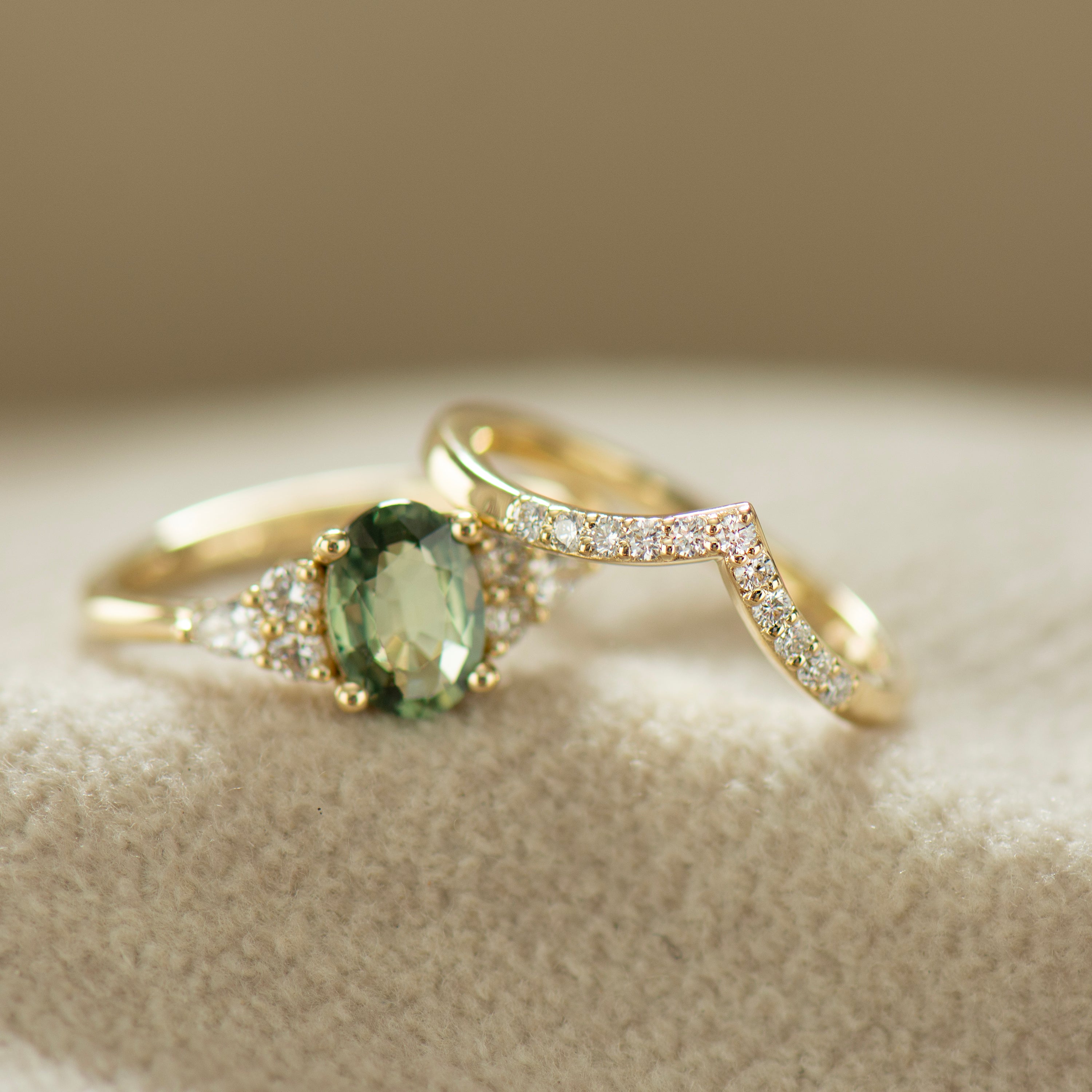 Matching Diamond Ring For Green Sapphire Ring
