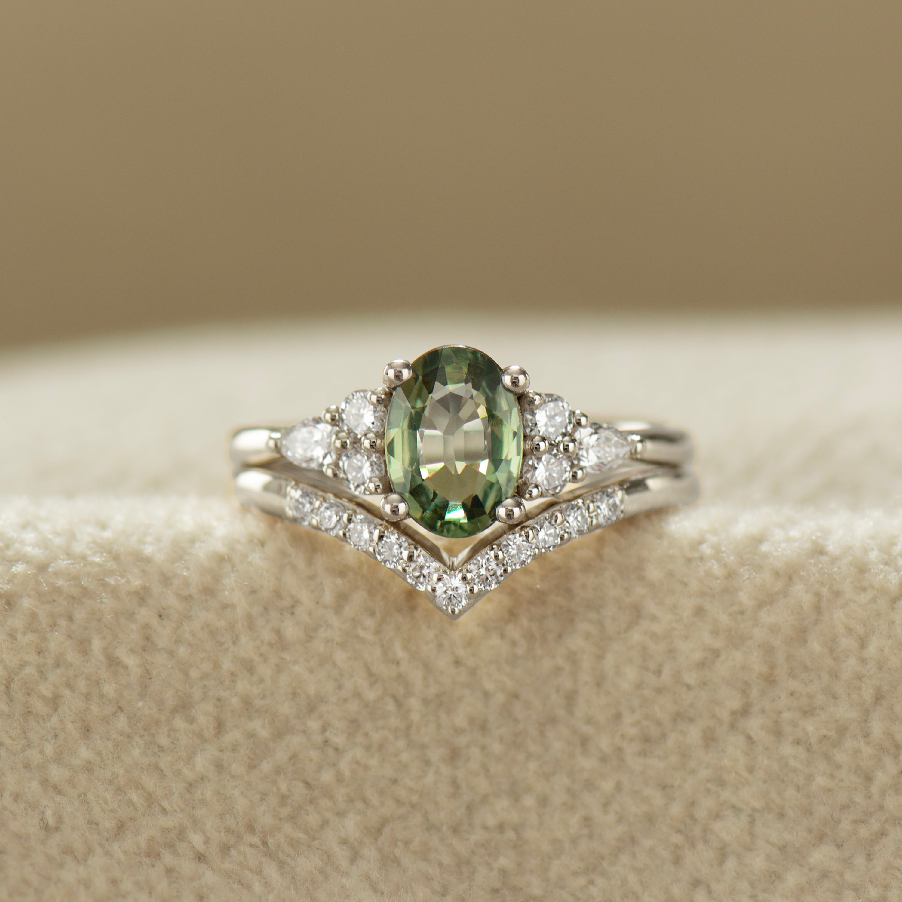 Matching Diamond Ring For Green Sapphire Ring