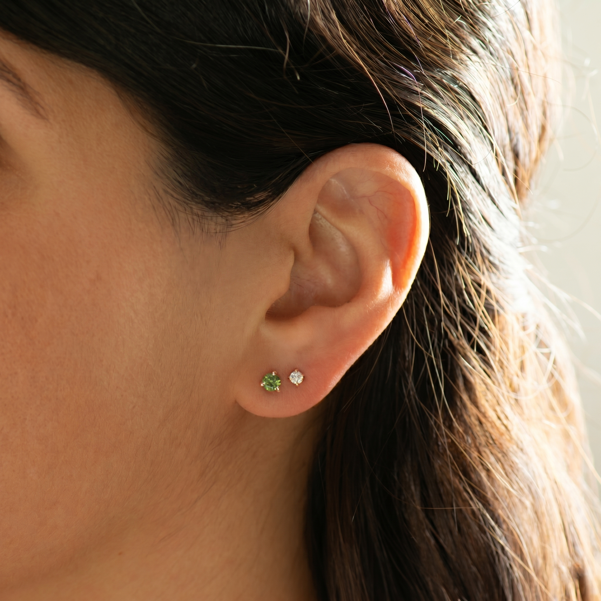 Green Sapphire Stud Earrings